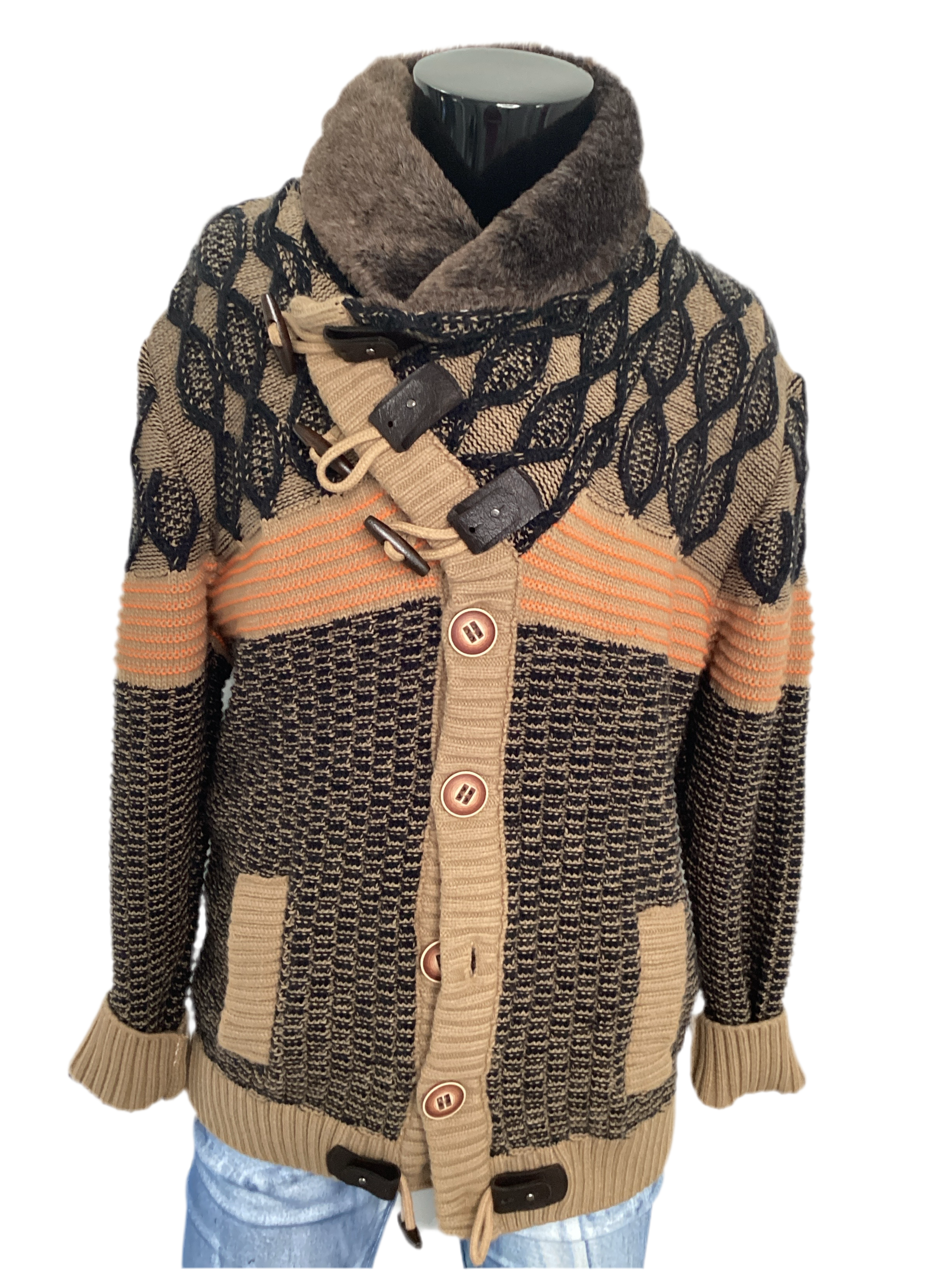 Fur Lined Cowl Neck Sweater