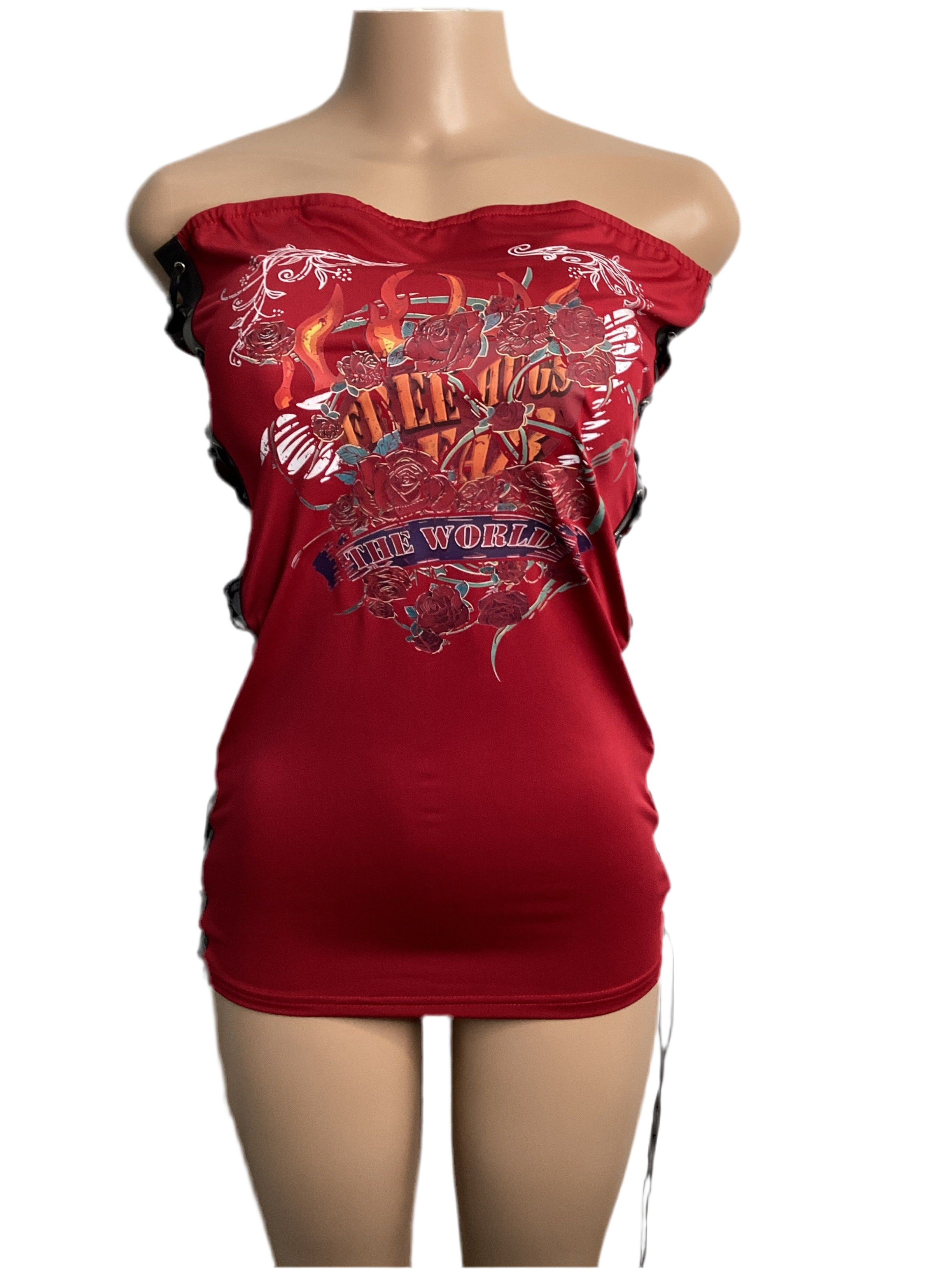 Lace-Up Graphic Moto Dress