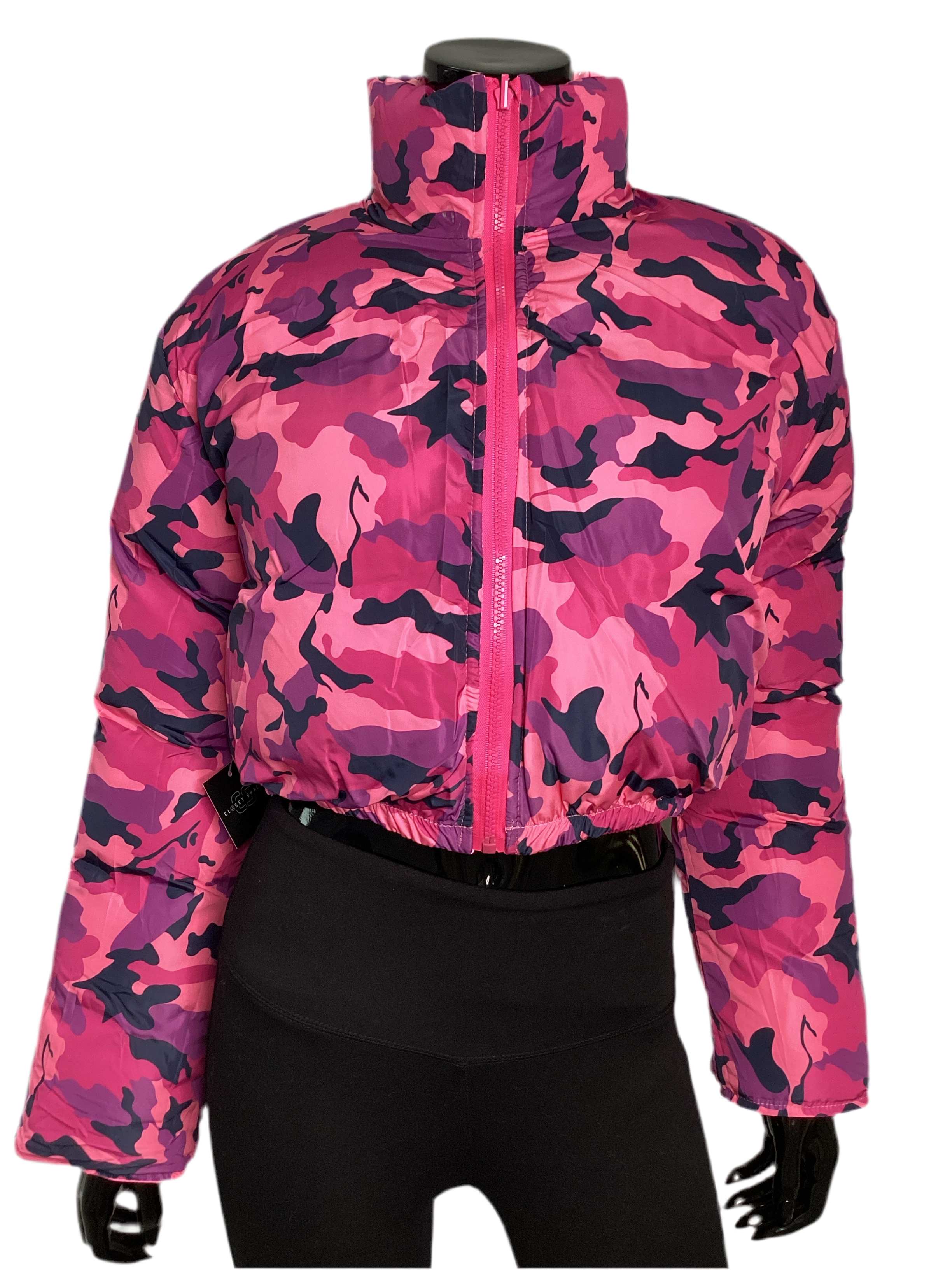 Reversible Cropped Puffer Jacket With Paisley Glossy Design