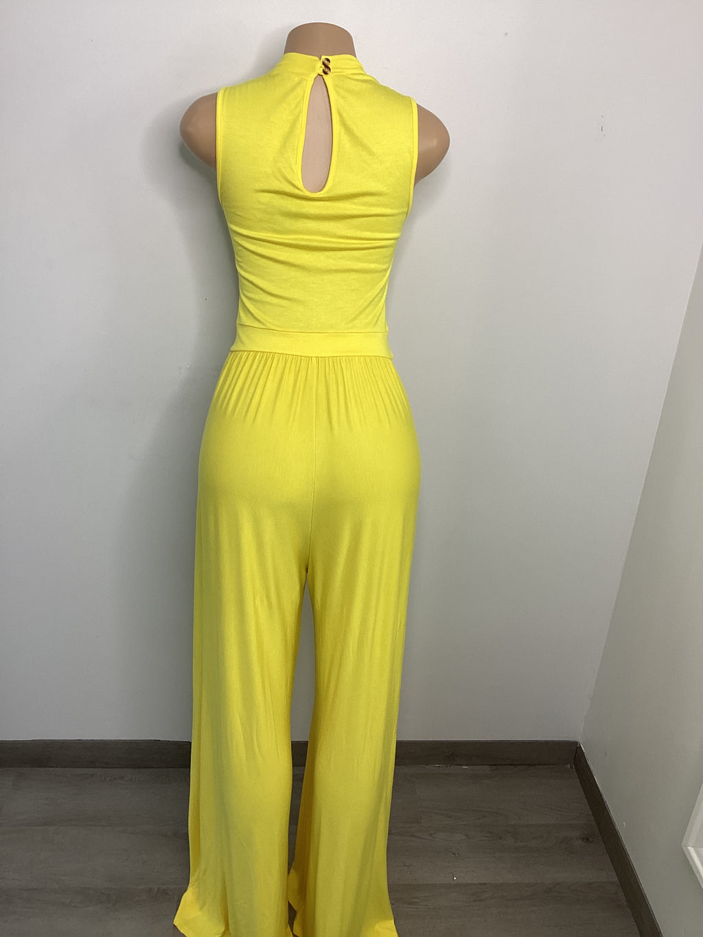 Solid Rayon Mock Neck Wide Pant Jumpsuit - Closet Space
