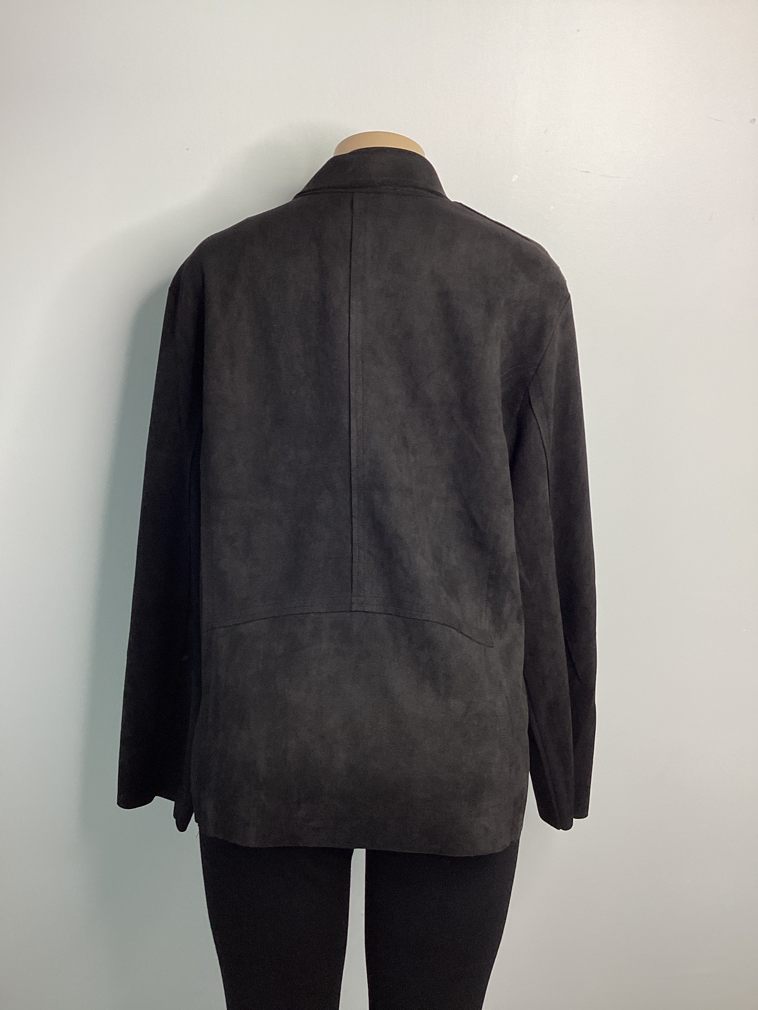 Solid Suede Rider Jacket w/ Zip Front & Pockets - Closet Space