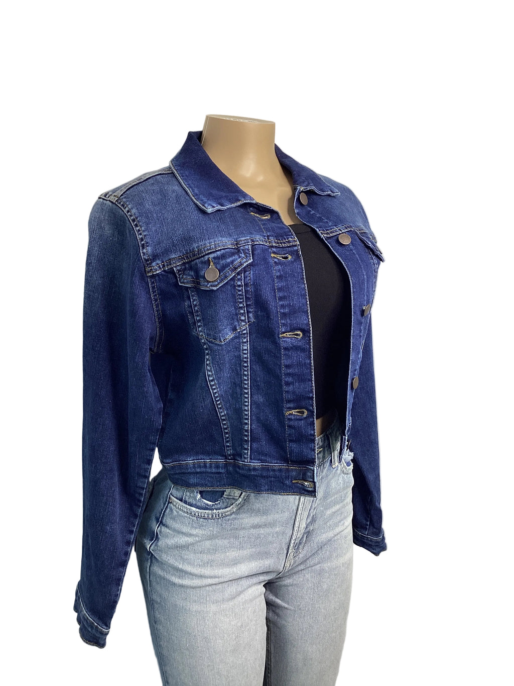 Medium Wash 2 Toned Denim Jacket - Closet Space