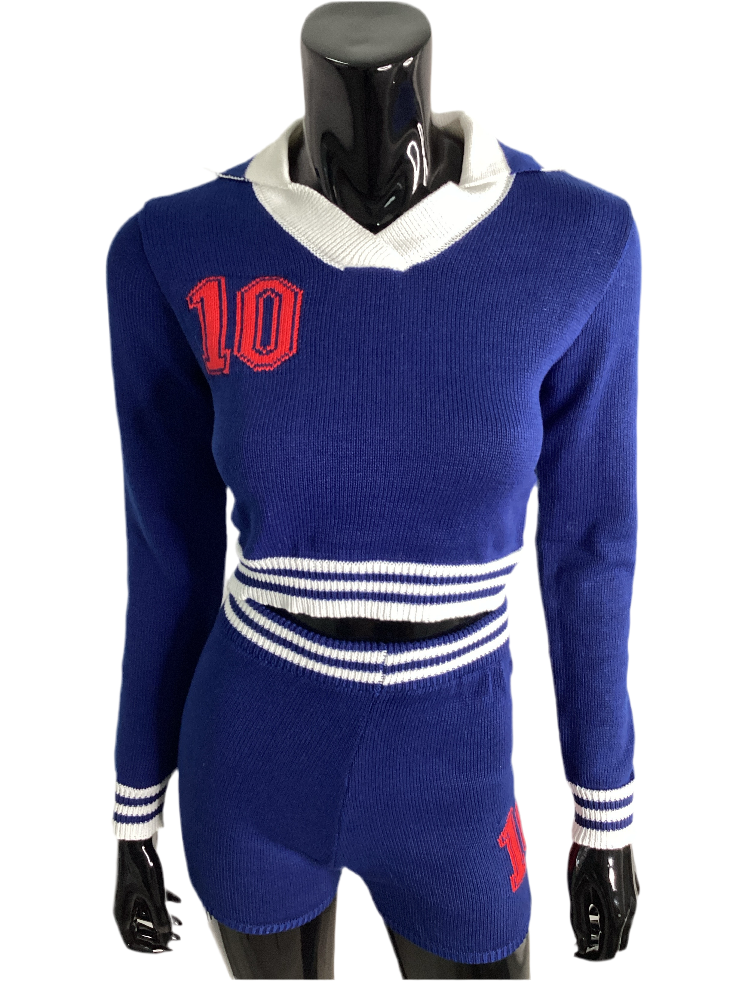 Classic Collared 2 Piece Sweater Short Set