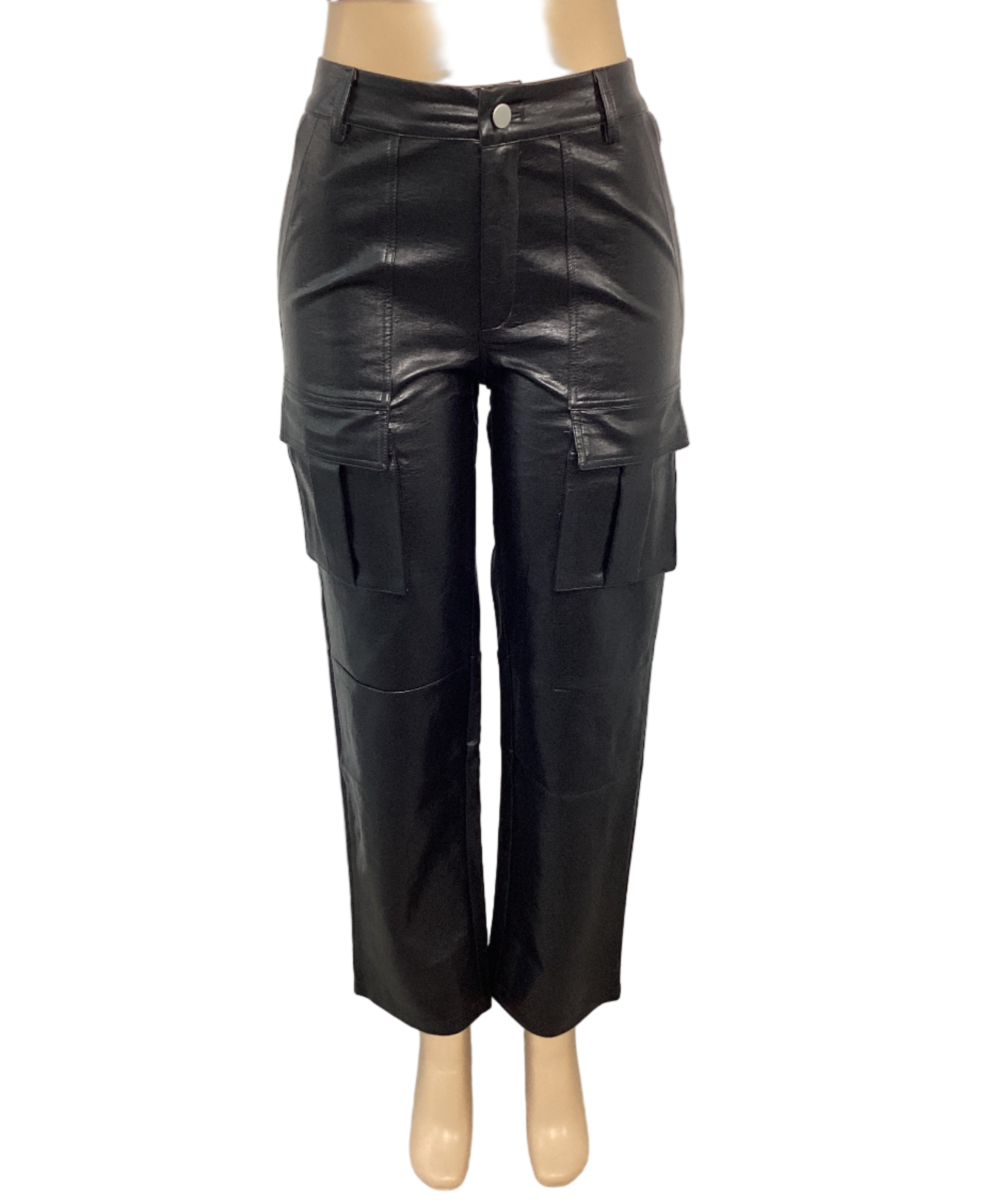 Faux Leather Cargo Pants