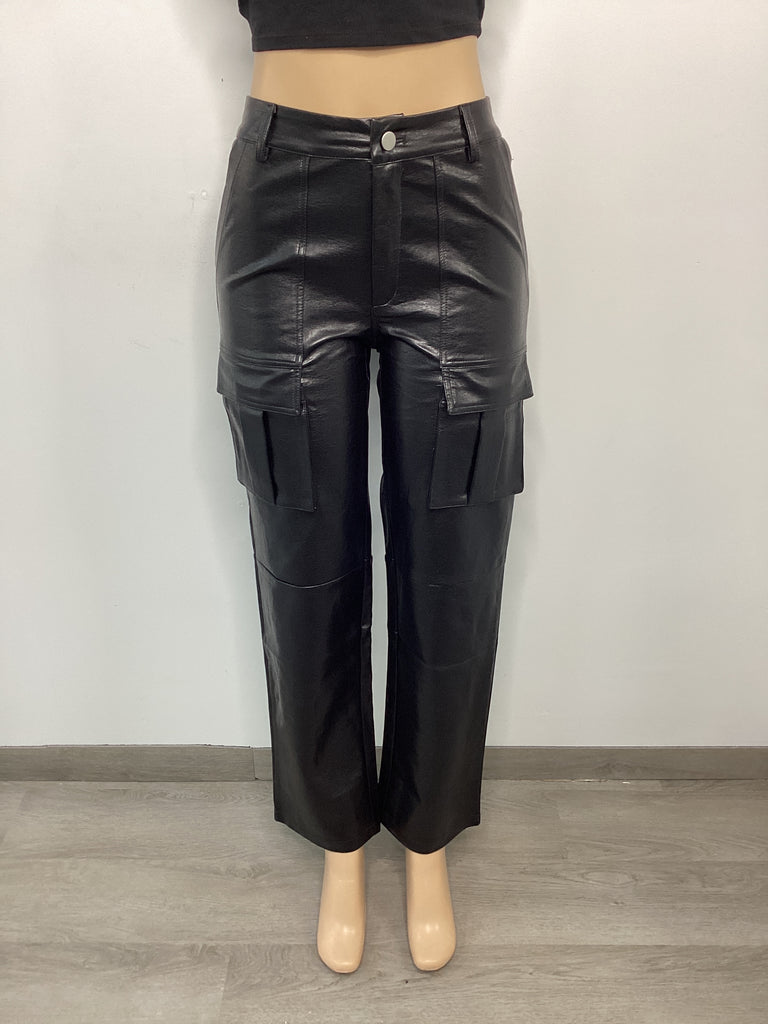 Faux Leather Cargo Pants - Closet Space