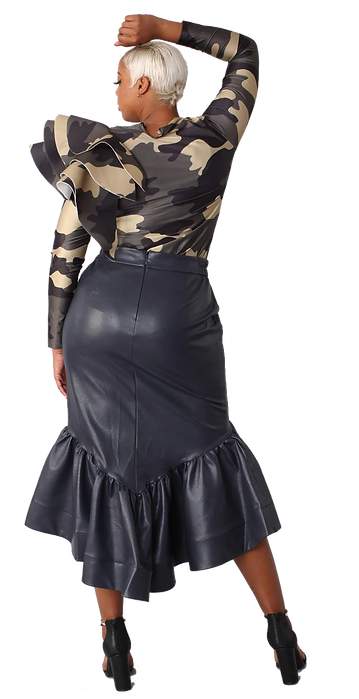 Camouflage Ruffled Extravagant Top - Closet Space