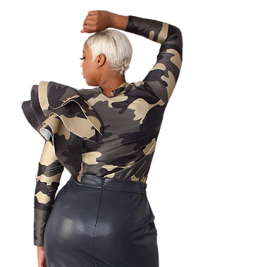 CURVY - Camouflage Ruffled Extravagant Top