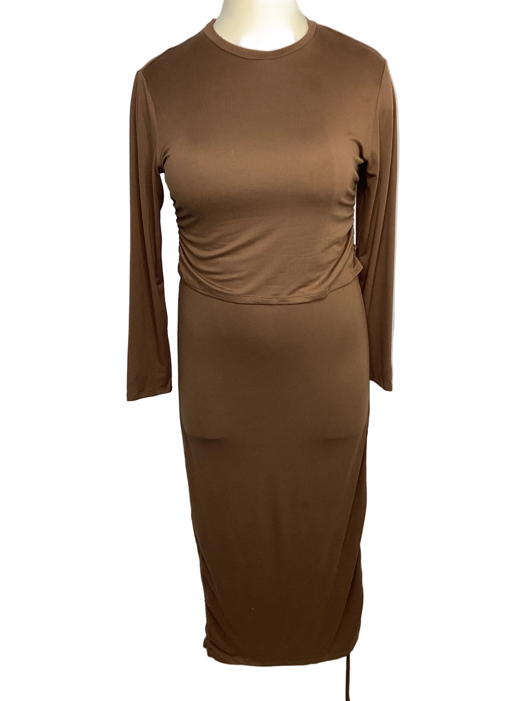 Curvy - Ruched Crop Top & Drawstring Skirt Set