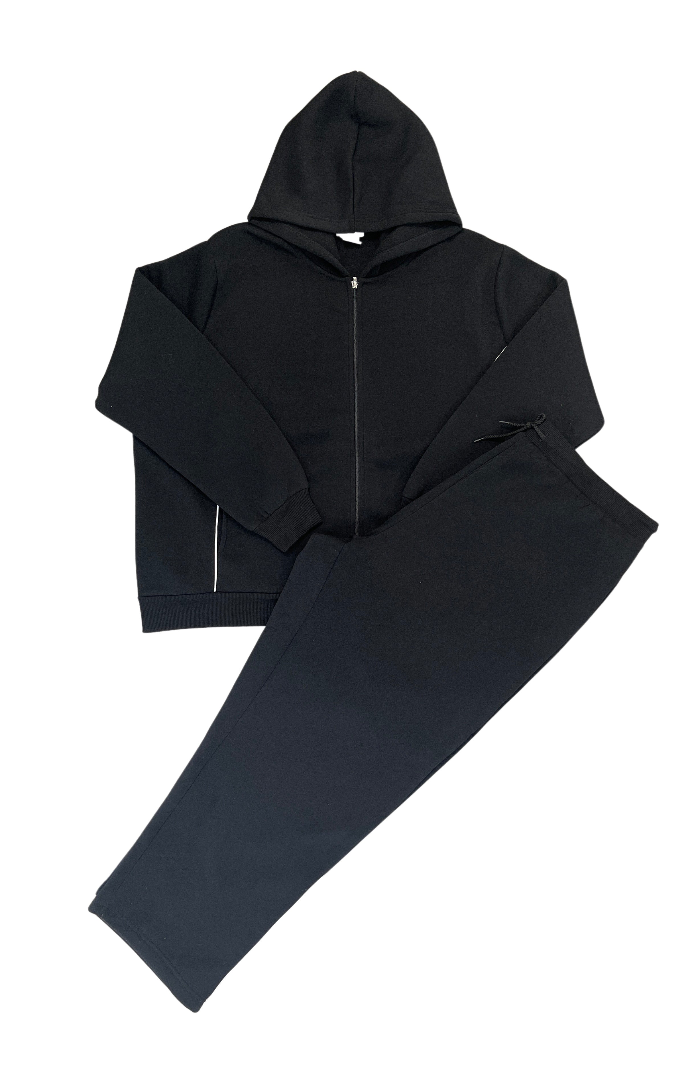 Curvy - UNIK 2 Piece Zip Hoodie Sweatpant Contrast Trim - Closet Space