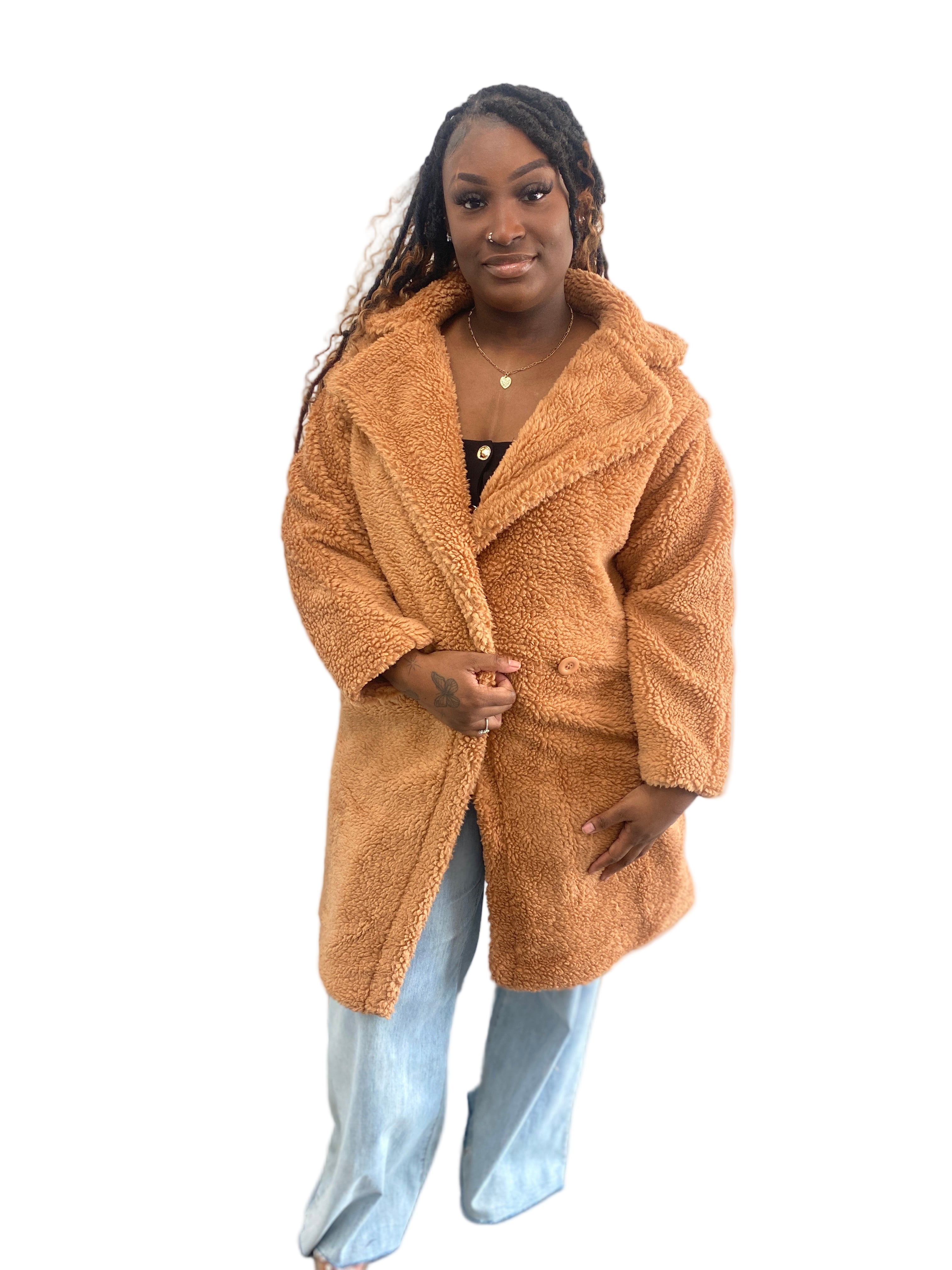 Teddy Bear Oversized Sherpa Trench Coat