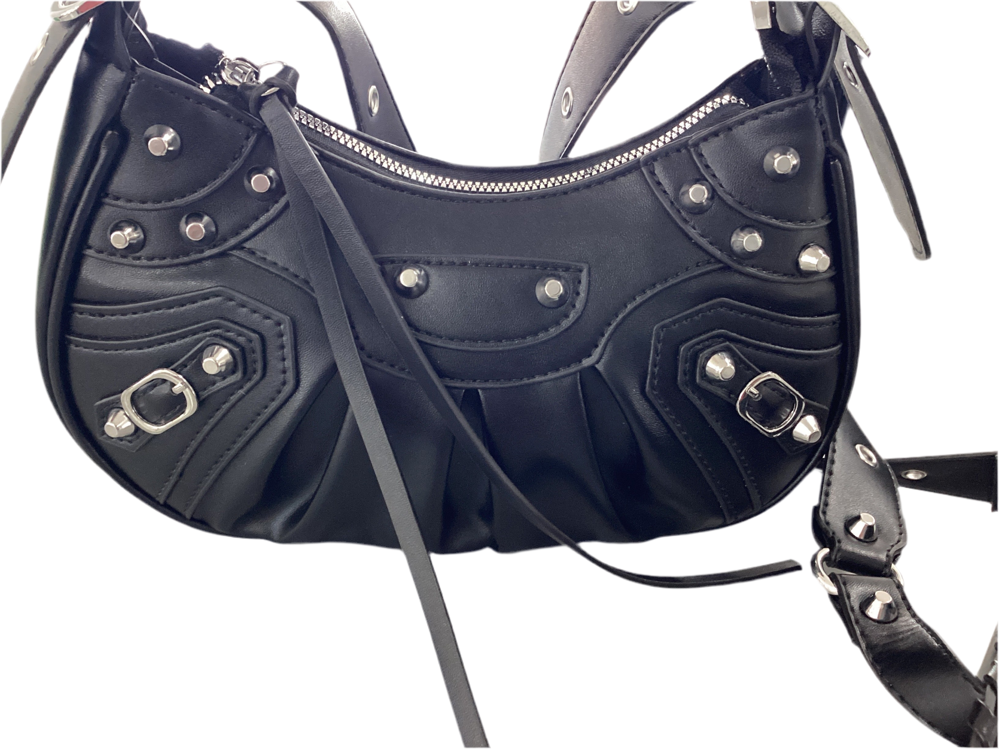 Studded Pleated Shoulder Bag