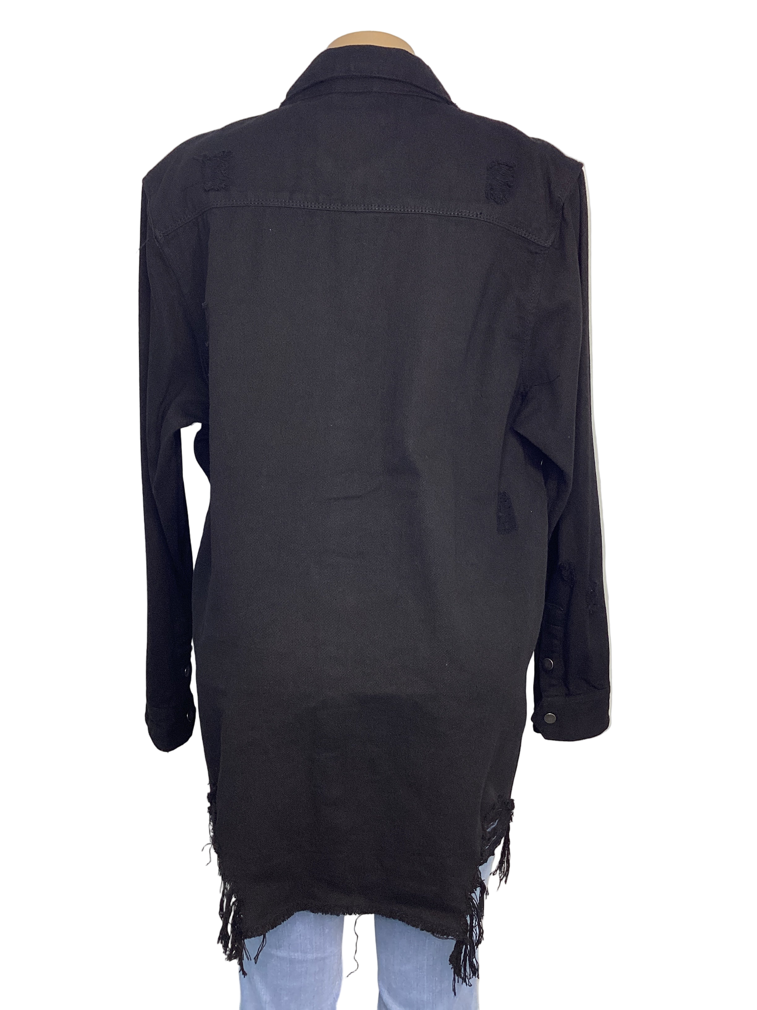 Curvy - Distressed Denim Shirt