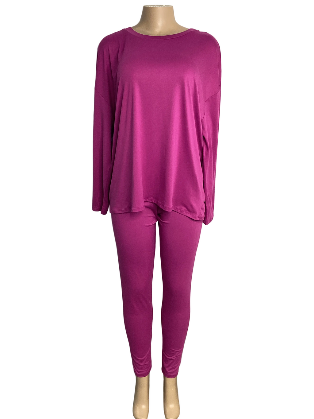 Curvy - Solid Long Sleeve Top & Legging Set
