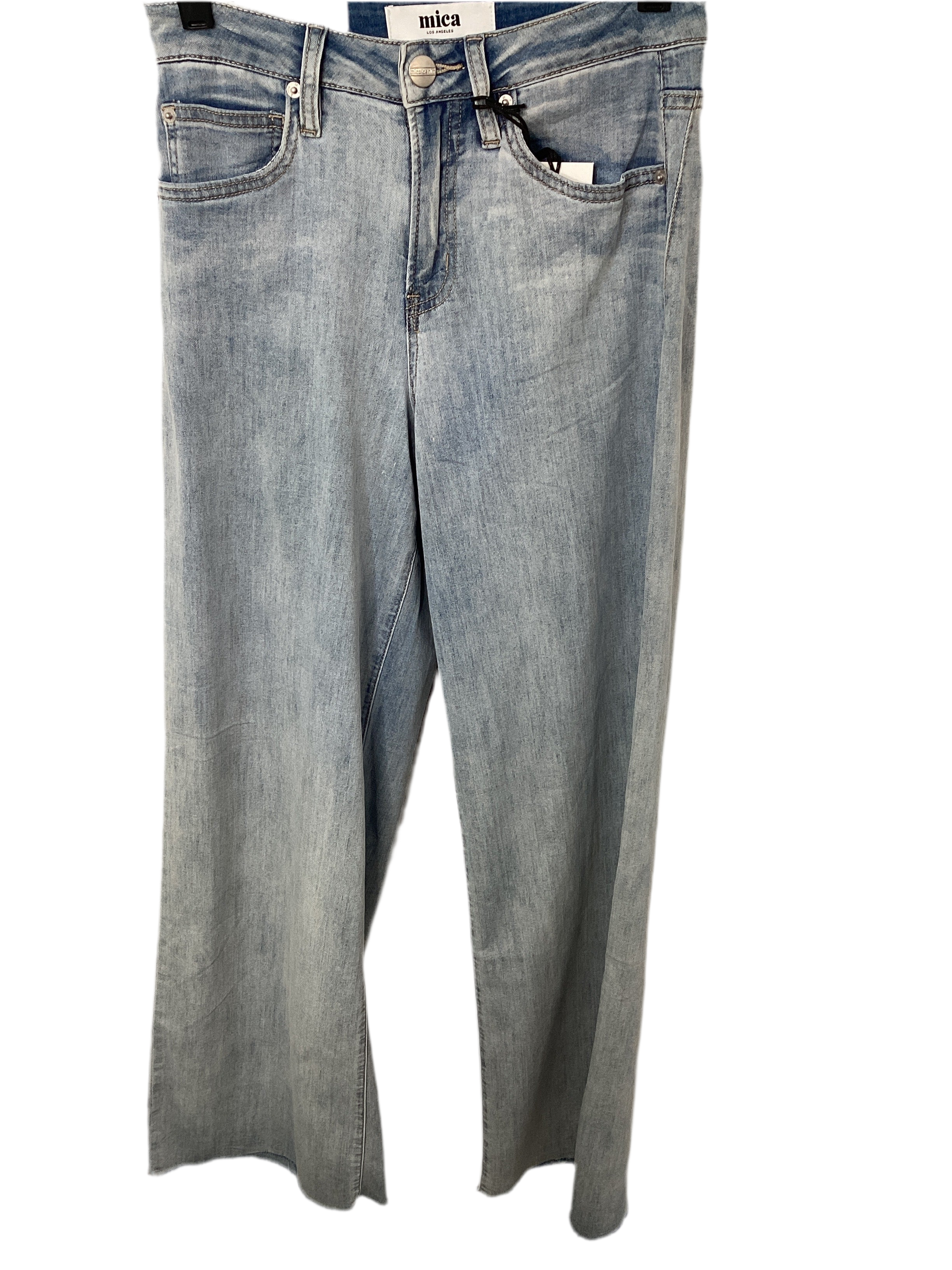 High Waisted Wide Leg With Raw Hem Denim Jeans