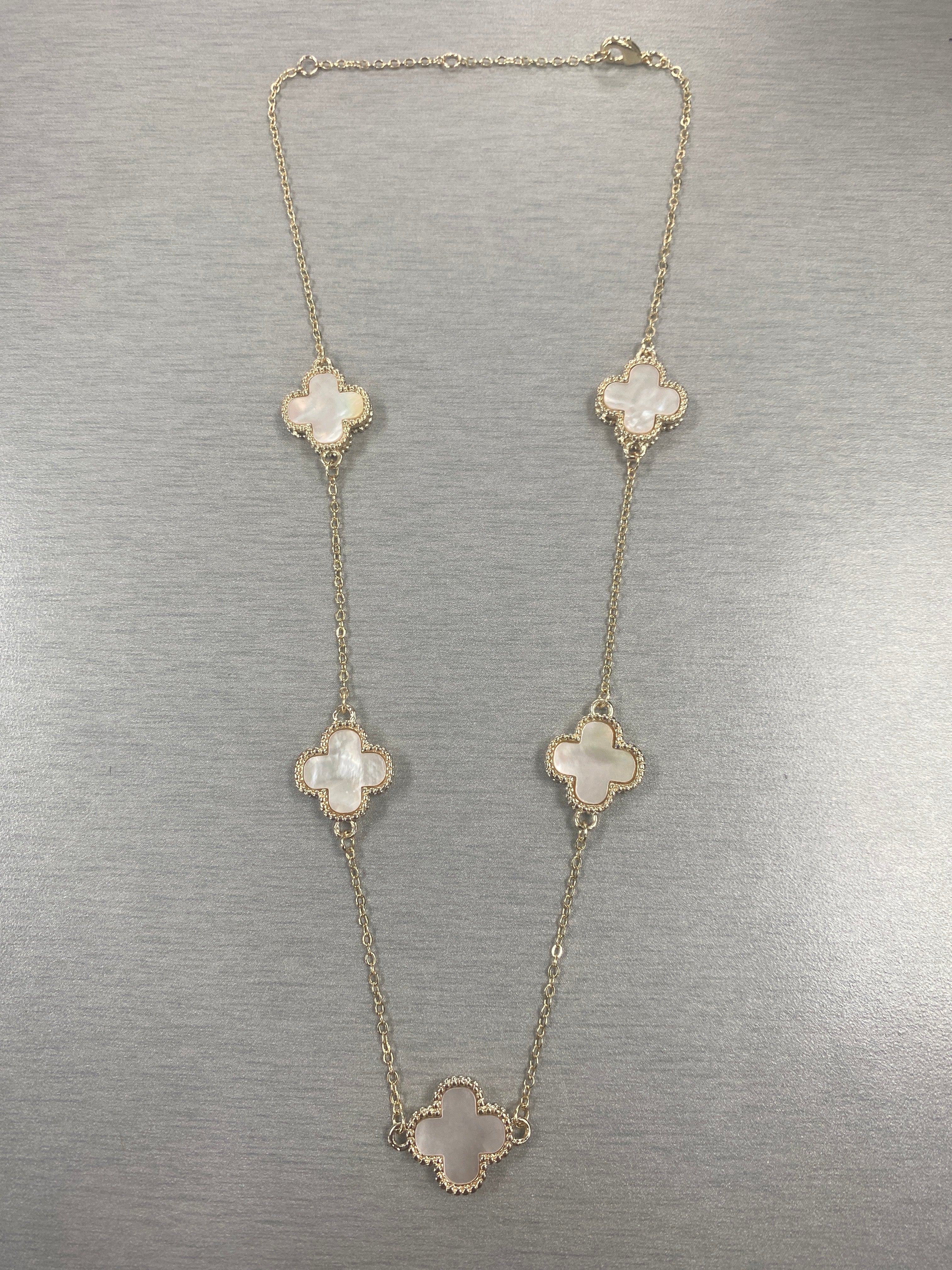 Clover station necklace with framed pendants