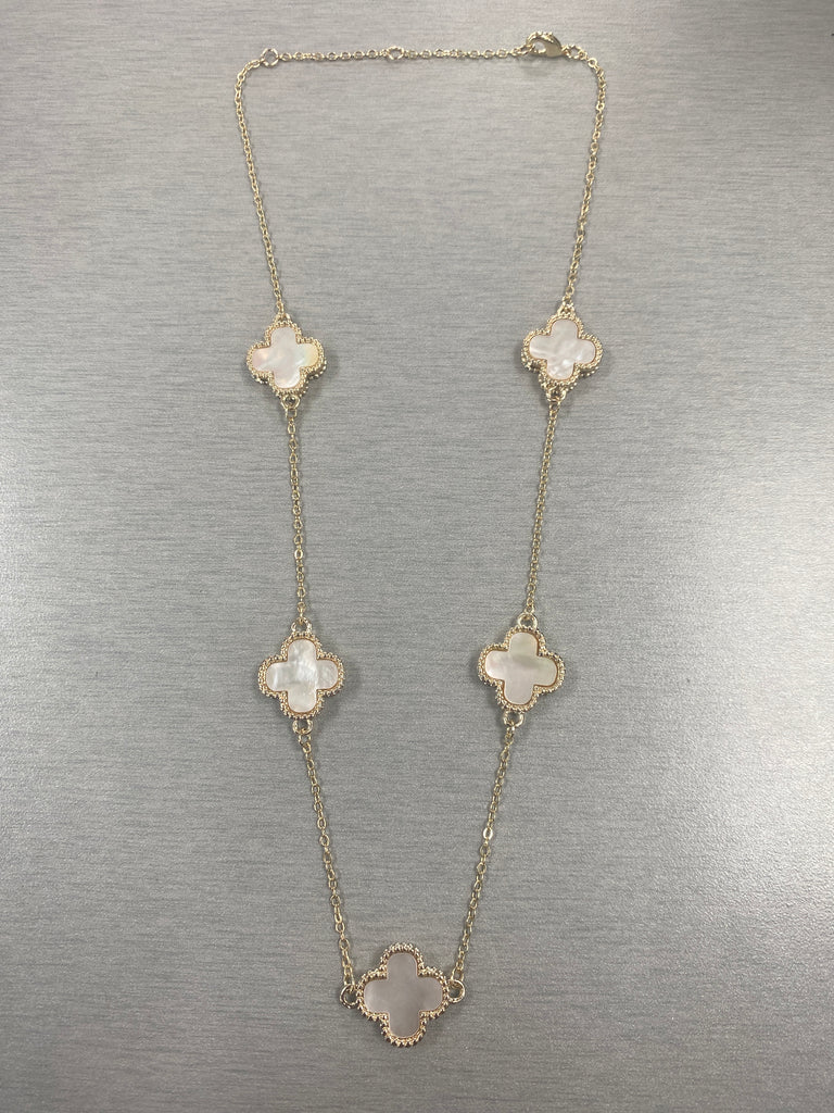 Clover station necklace with framed pendants