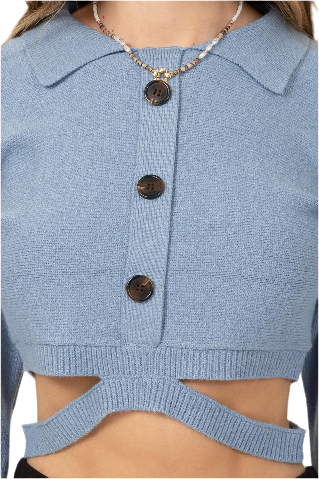 Button Front Cropped Sweater