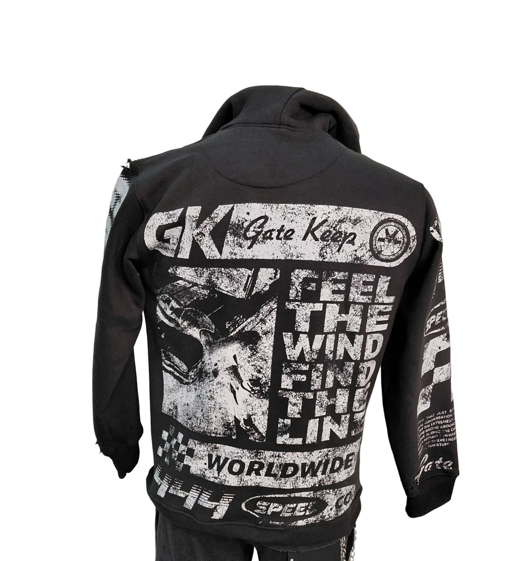 Gatekeep Racing Graphic Distressed Hoodie