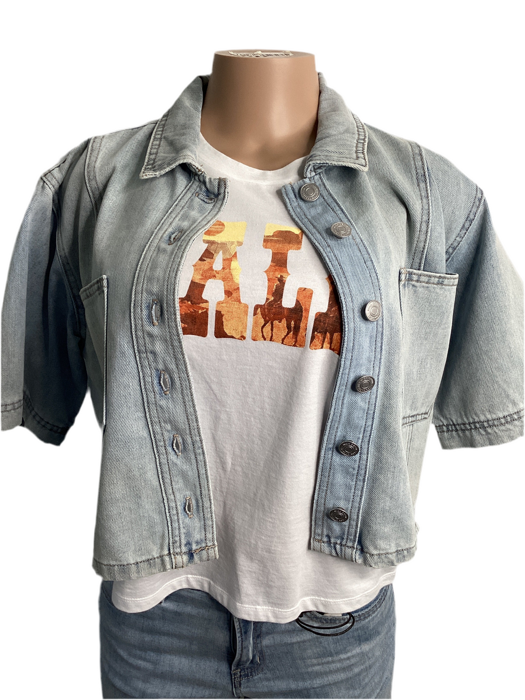 Cropped Denim Shirt