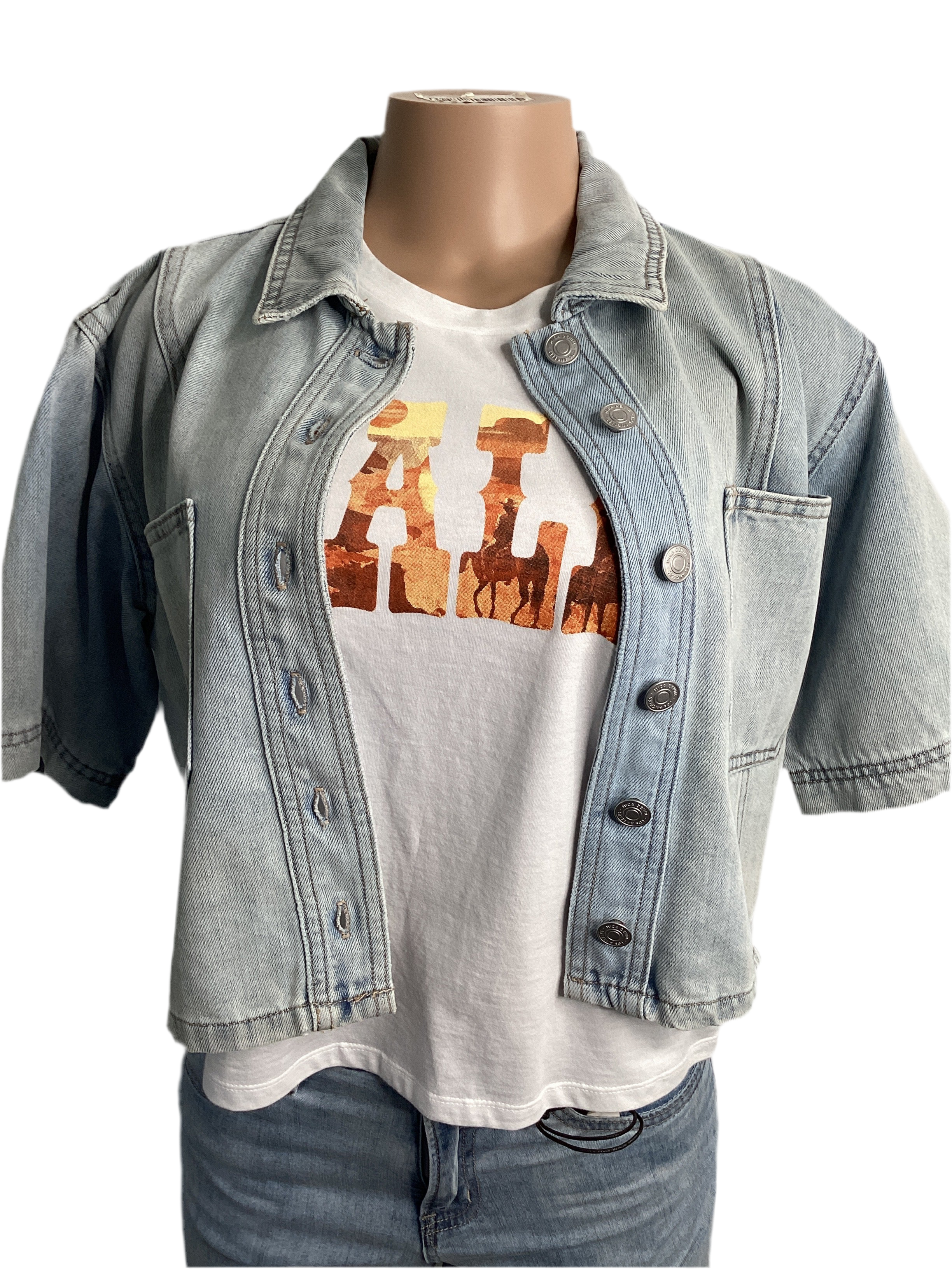 Cropped Denim Shirt