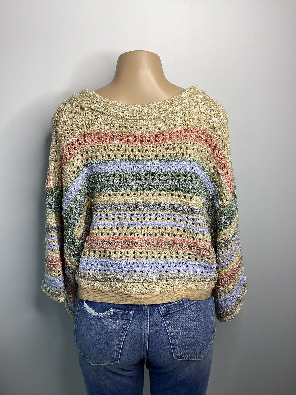 Stripe V Neck Wide Sleeve Sweater - Closet Space