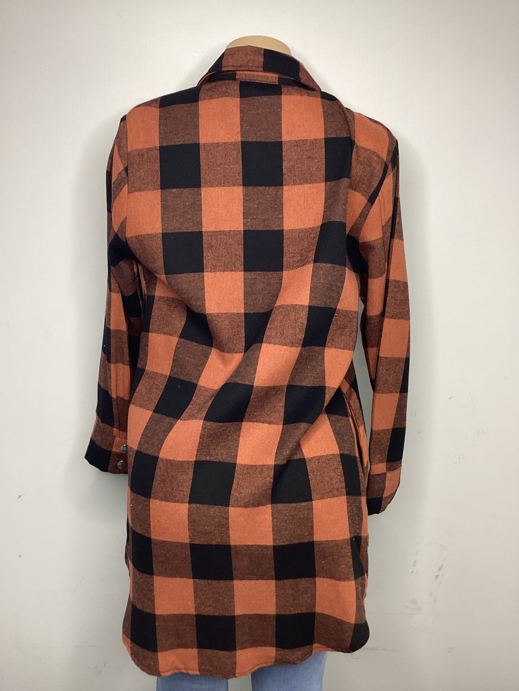 Turn Down Collar Plaid Shirt Coat - Closet Space