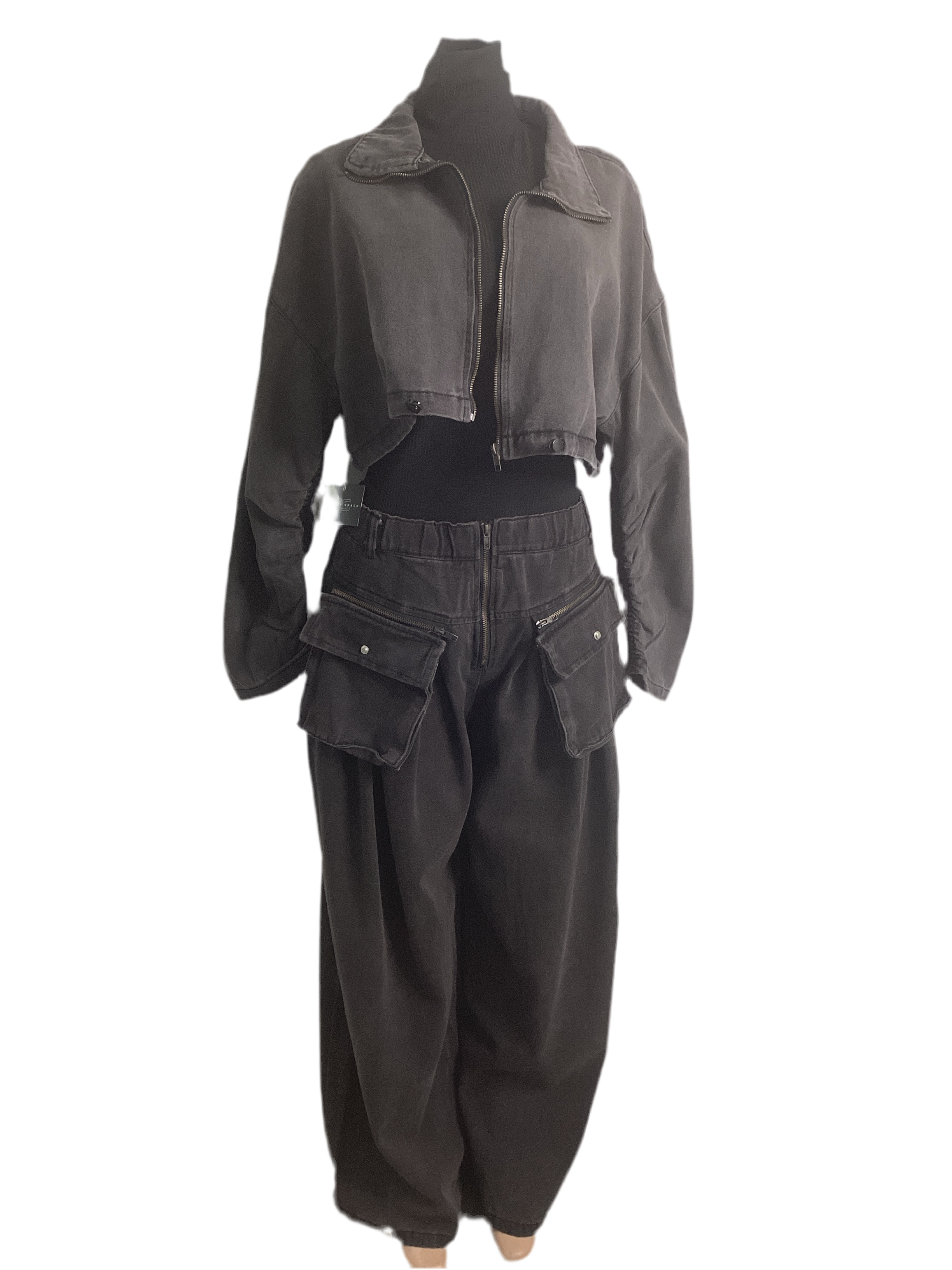 Loose Fit Wide Leg 2 Piece Sett With Jacket