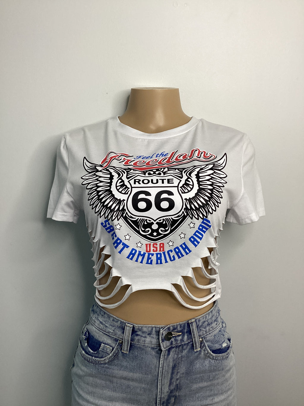 Feel The Freedom Distressed Crop Top - Closet Space