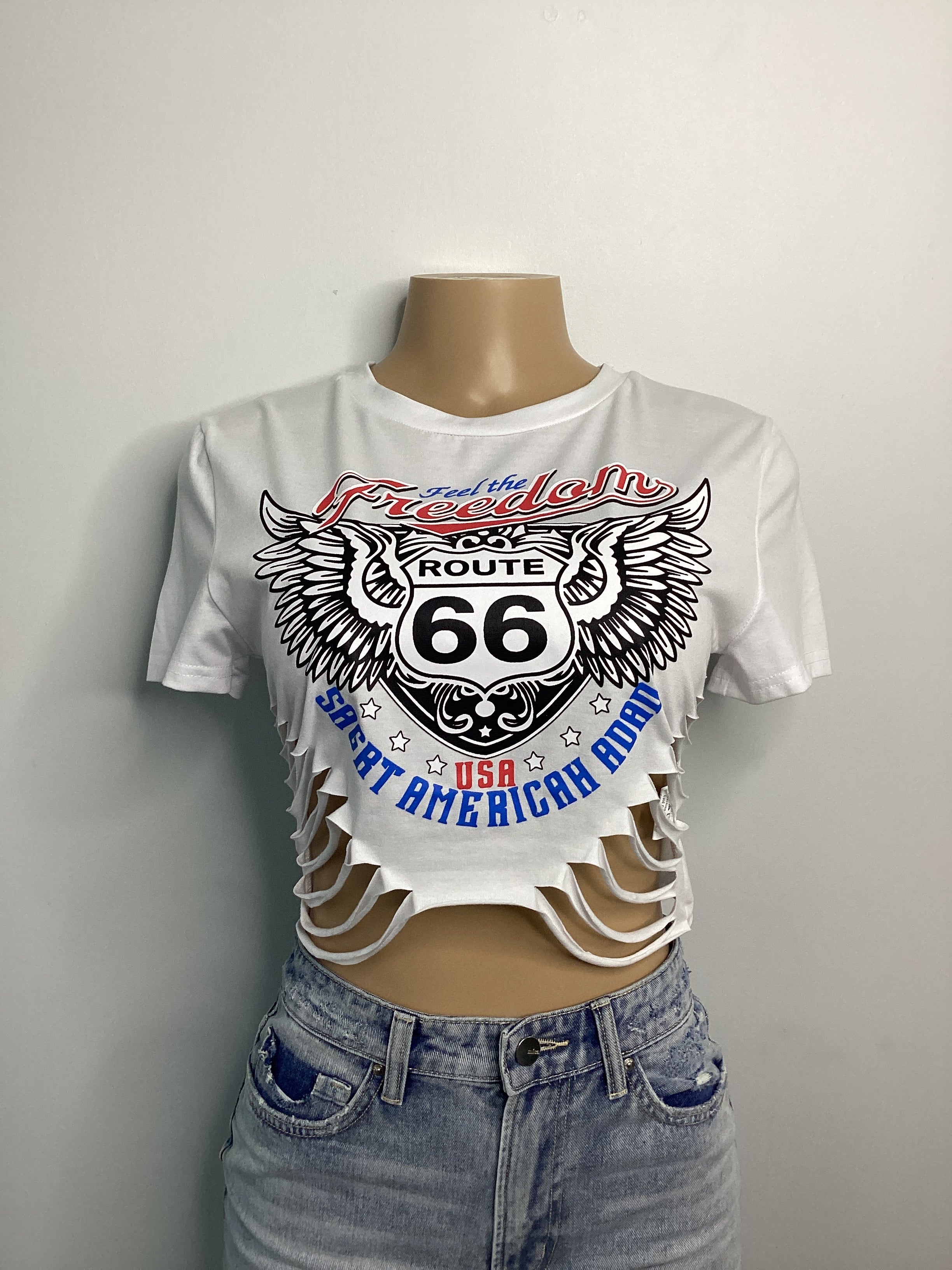 Feel The Freedom Distressed Crop Top - Closet Space