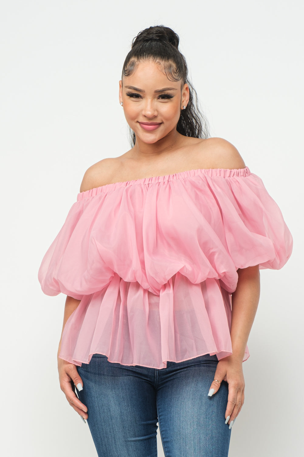 Shirring Elastic Lined Tulle Top - Closet Space