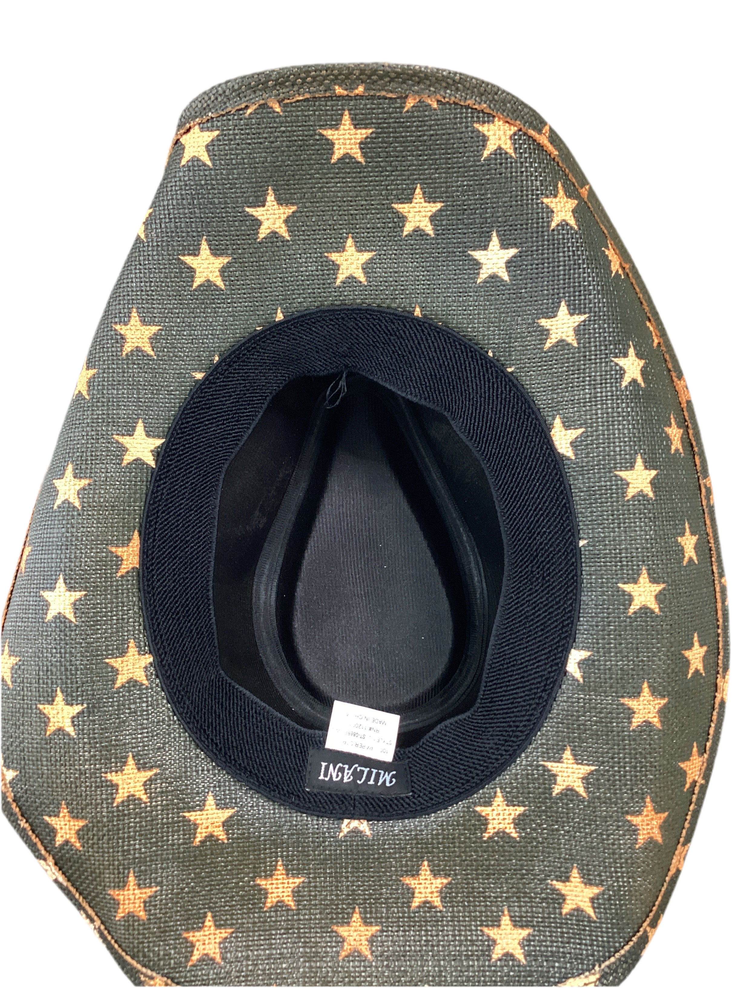 Patriotic Star Print Cowboy Hat With Stripped Crown