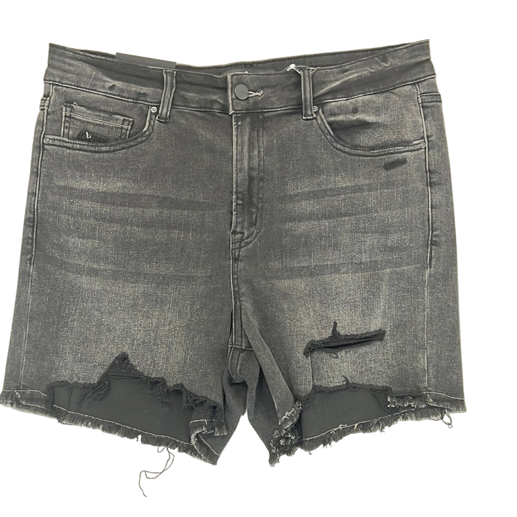 Curvy - High Rise Distressed Shorts