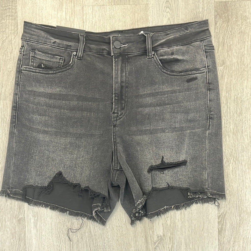 Curvy - High Rise Distressed Shorts - Closet Space