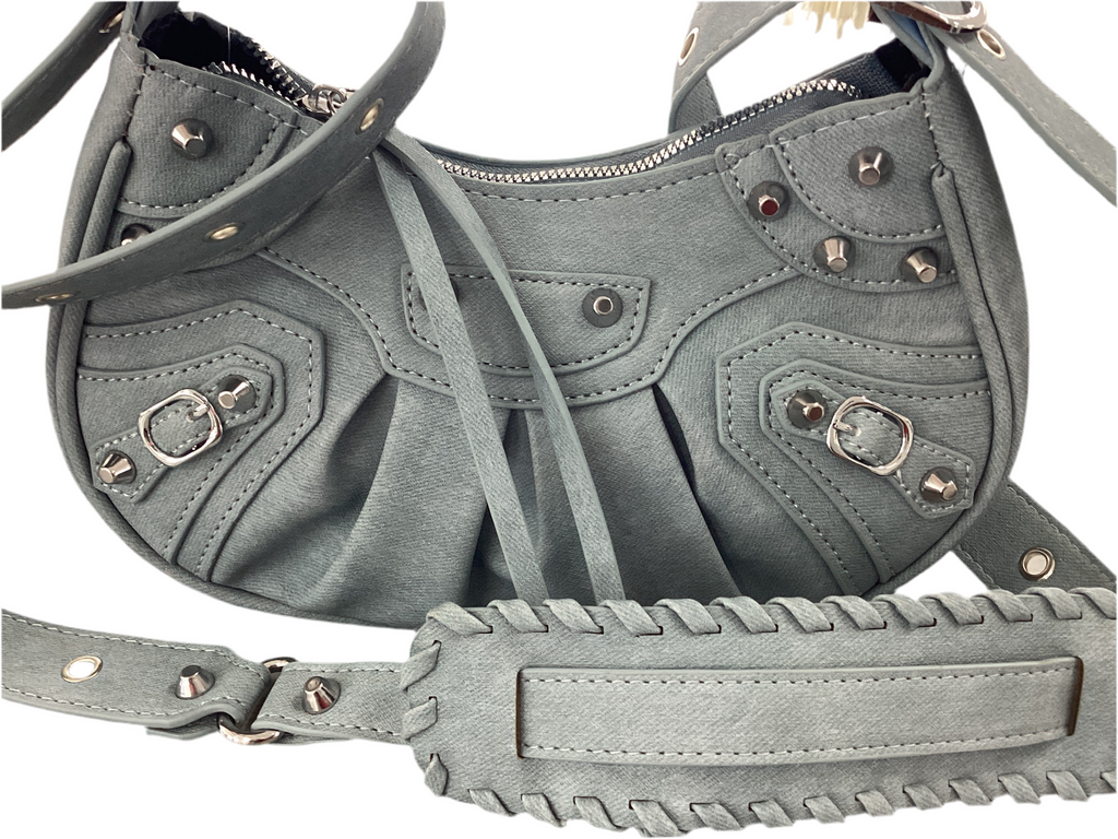 Studded Pleated Shoulder Bag