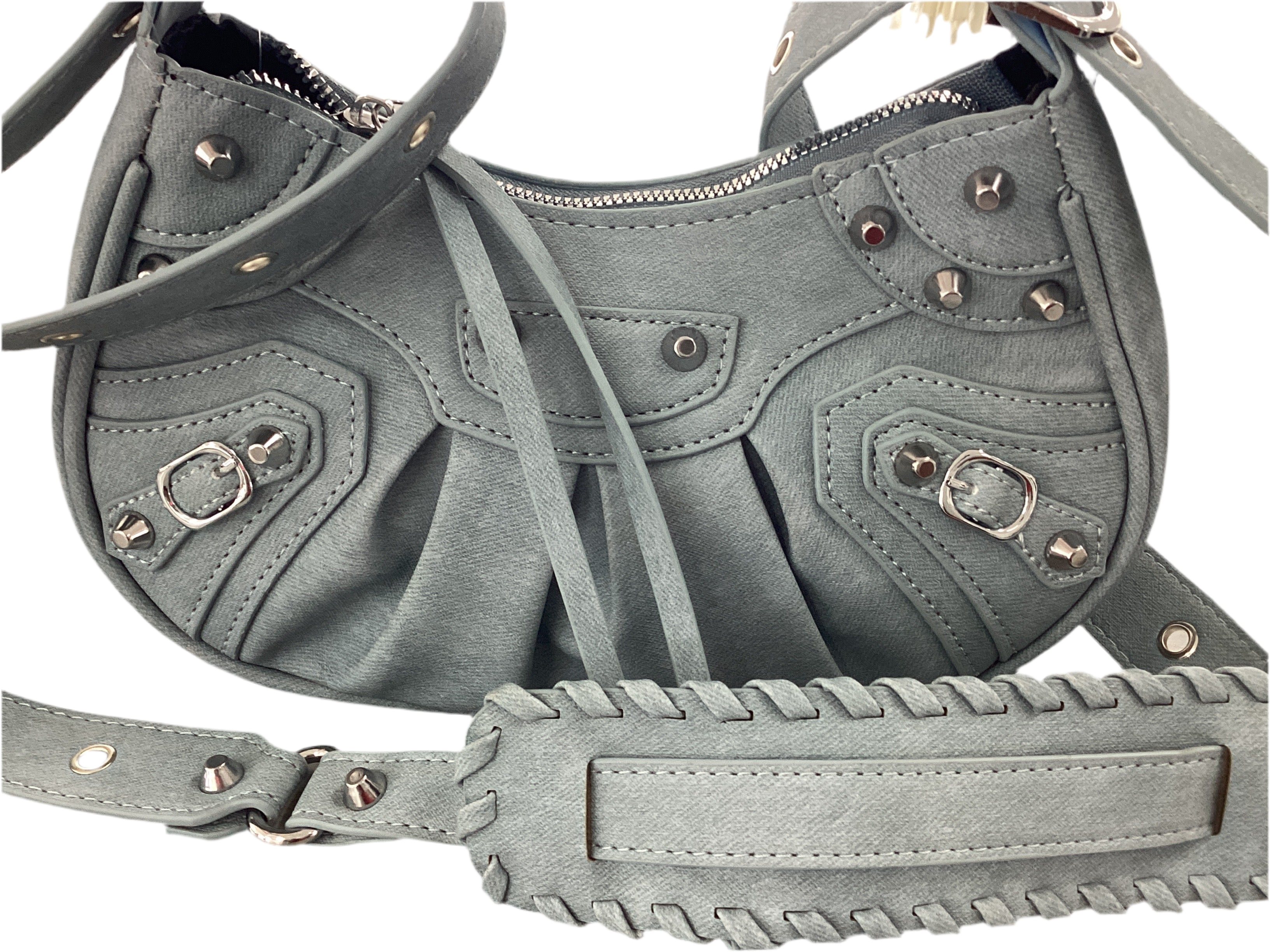 Studded Pleated Shoulder Bag