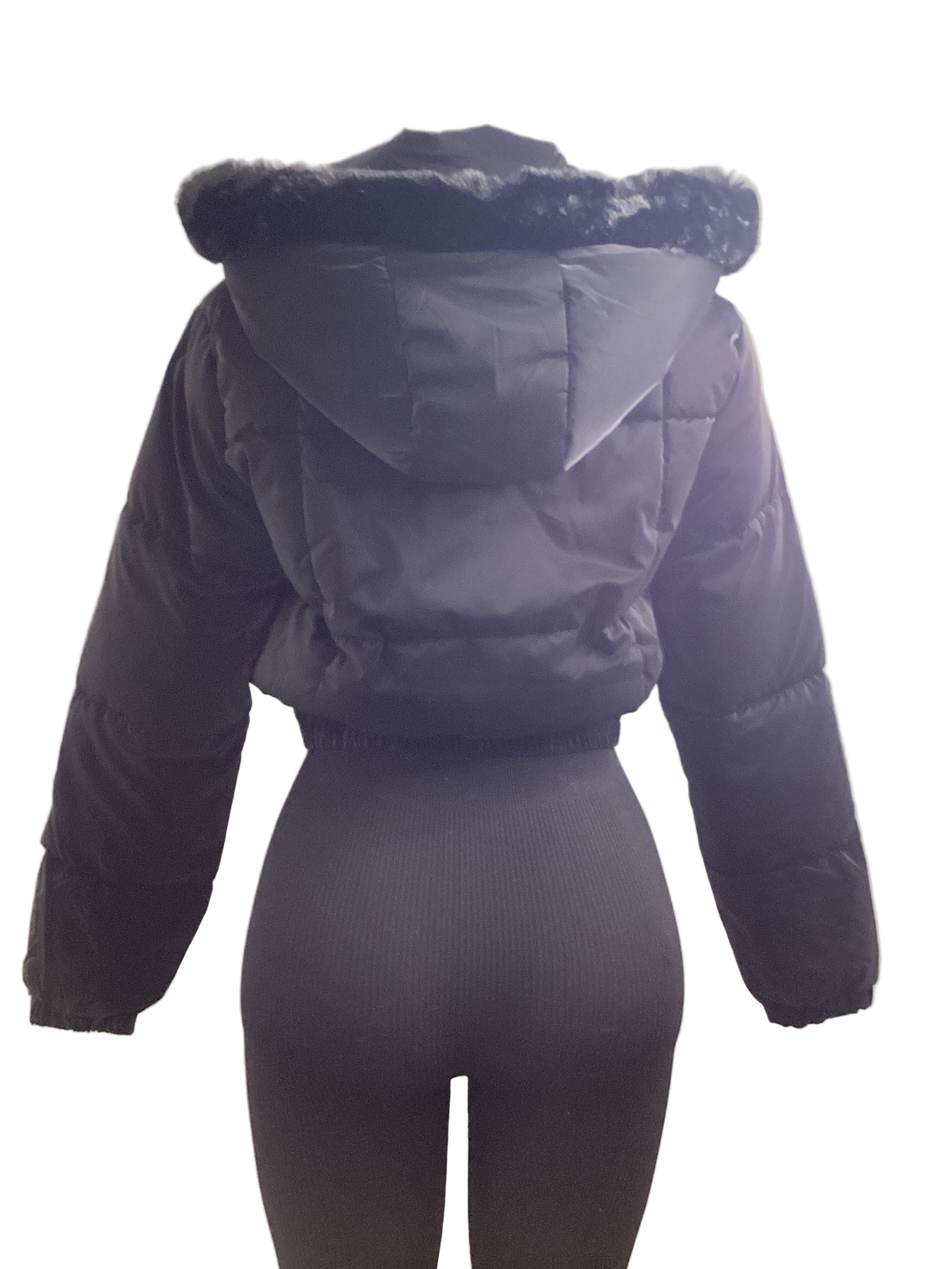 Puffed Fur Hooded Jacket