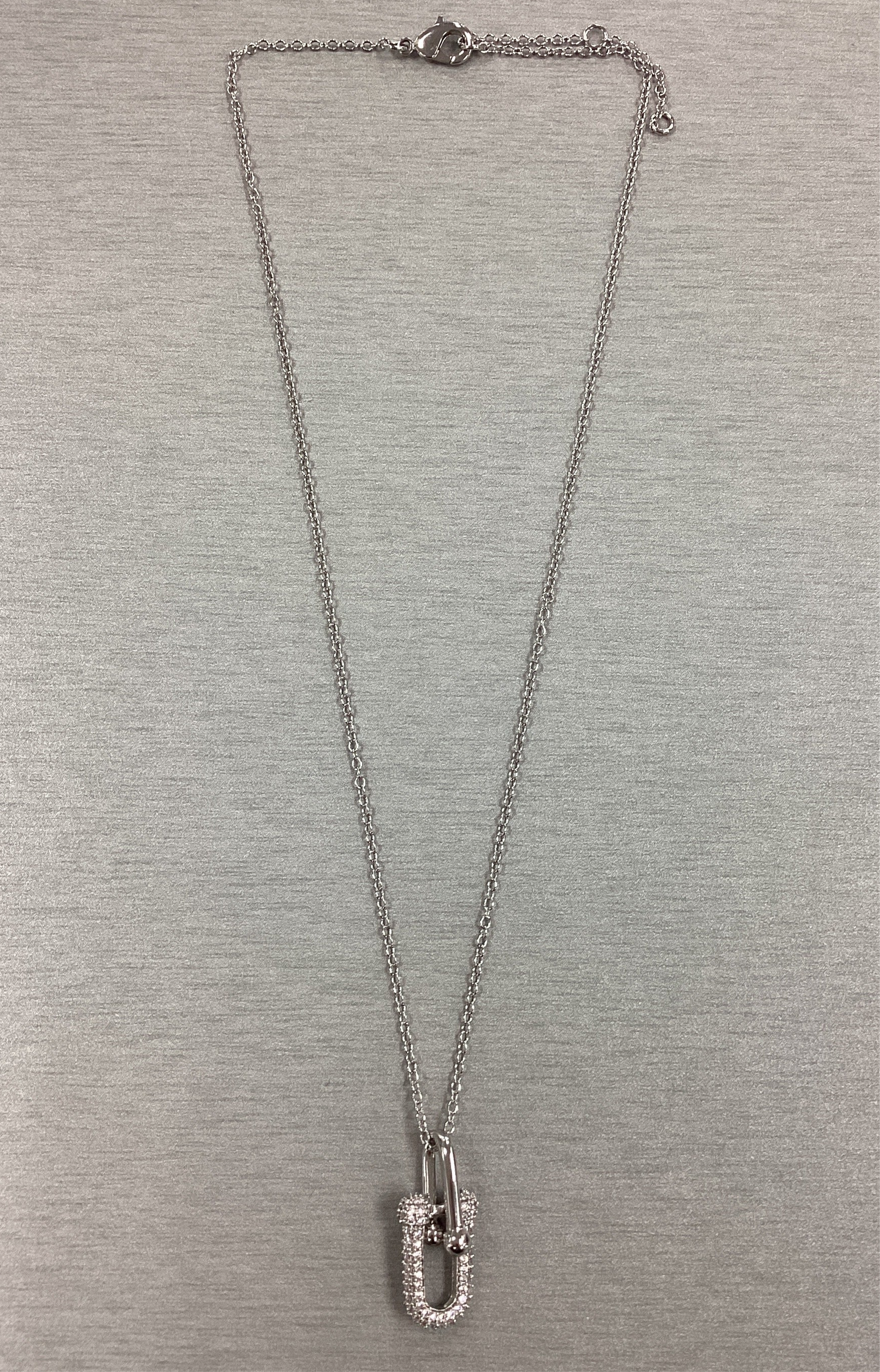 Chain Necklace With Crystal Pave Lock Pendant