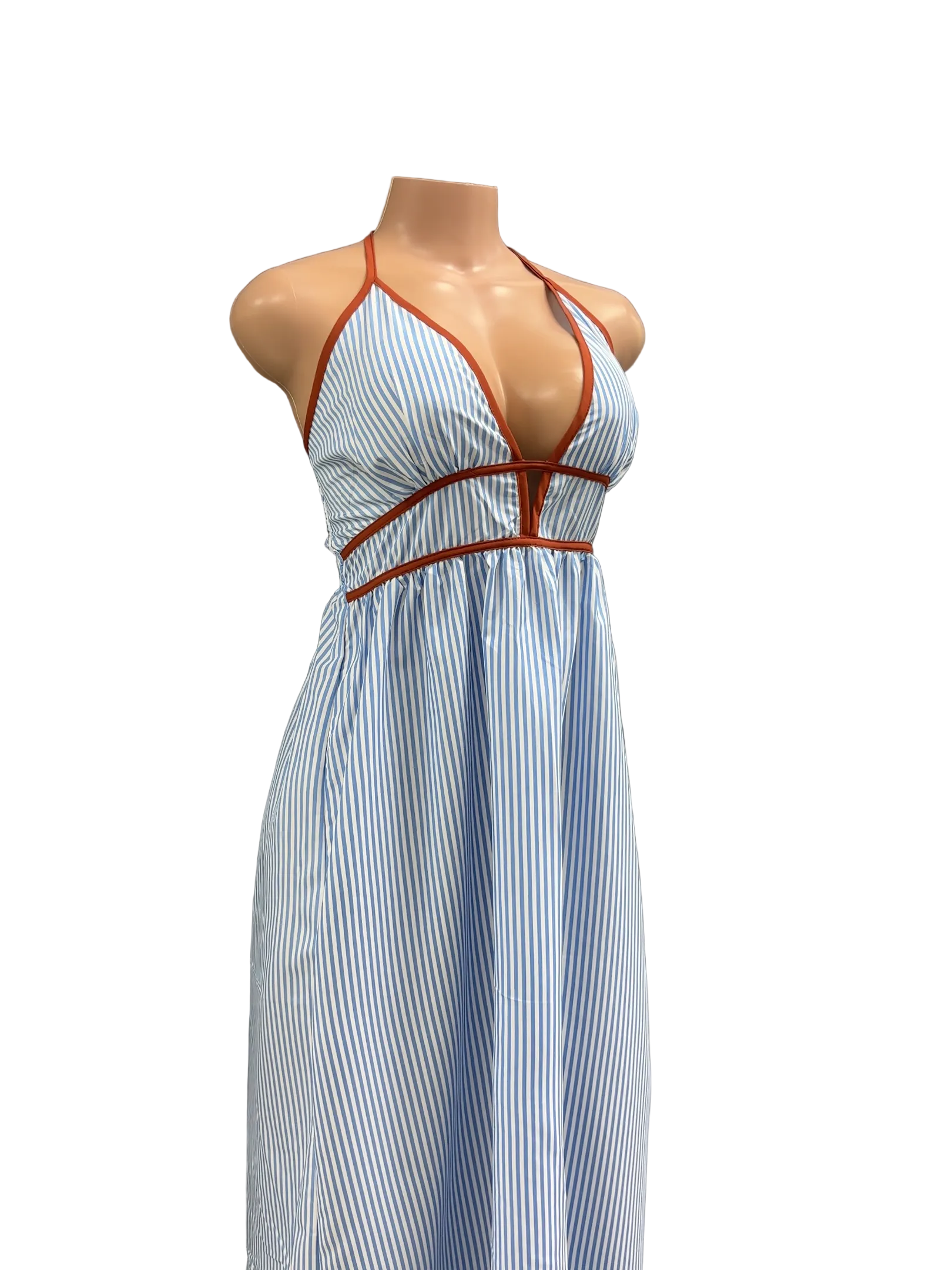 White Blue Stripped Dress