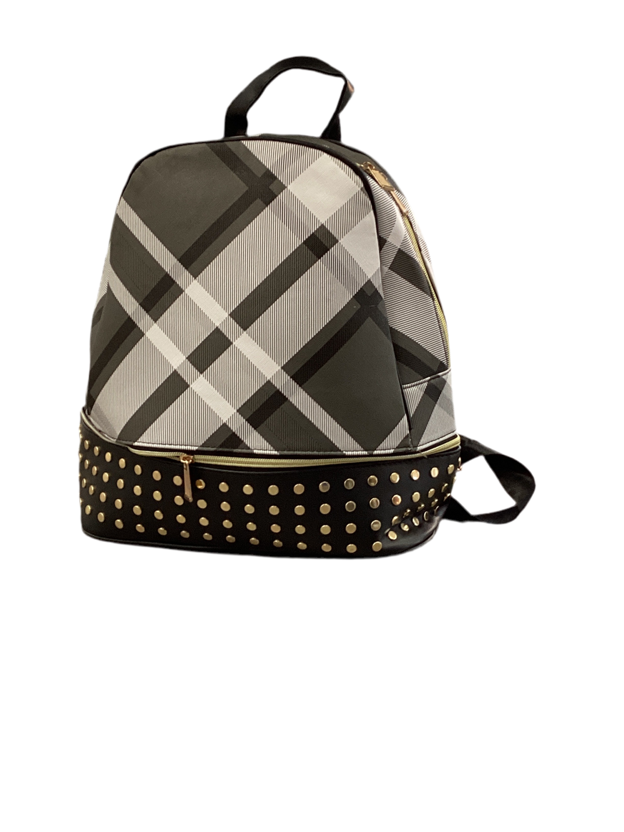 Plaid Studded Bottom Backpack