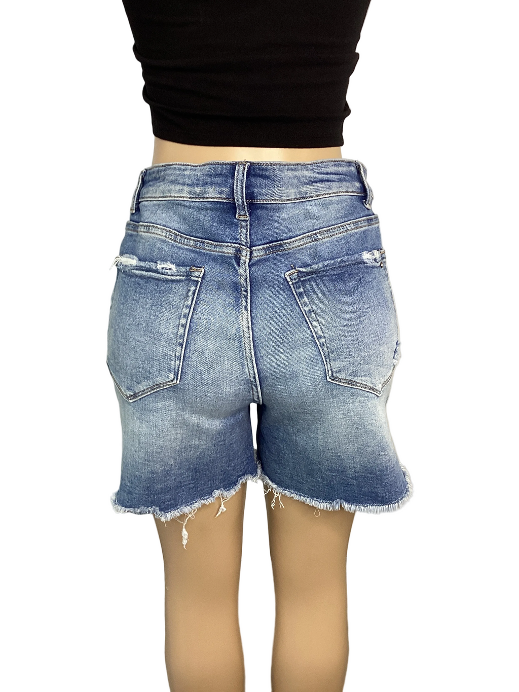 High Rise Distressed Shorts