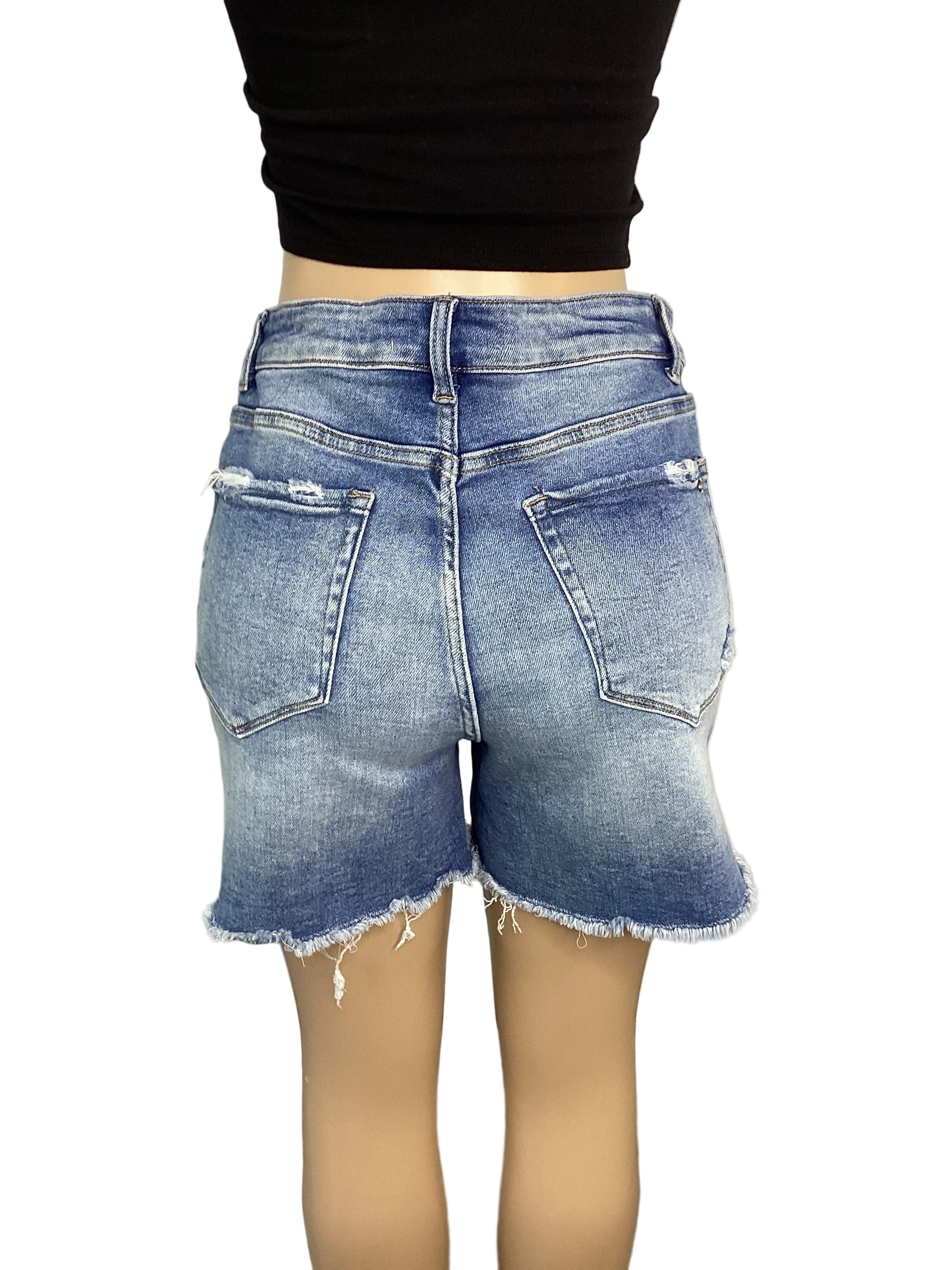 High Rise Distressed Shorts