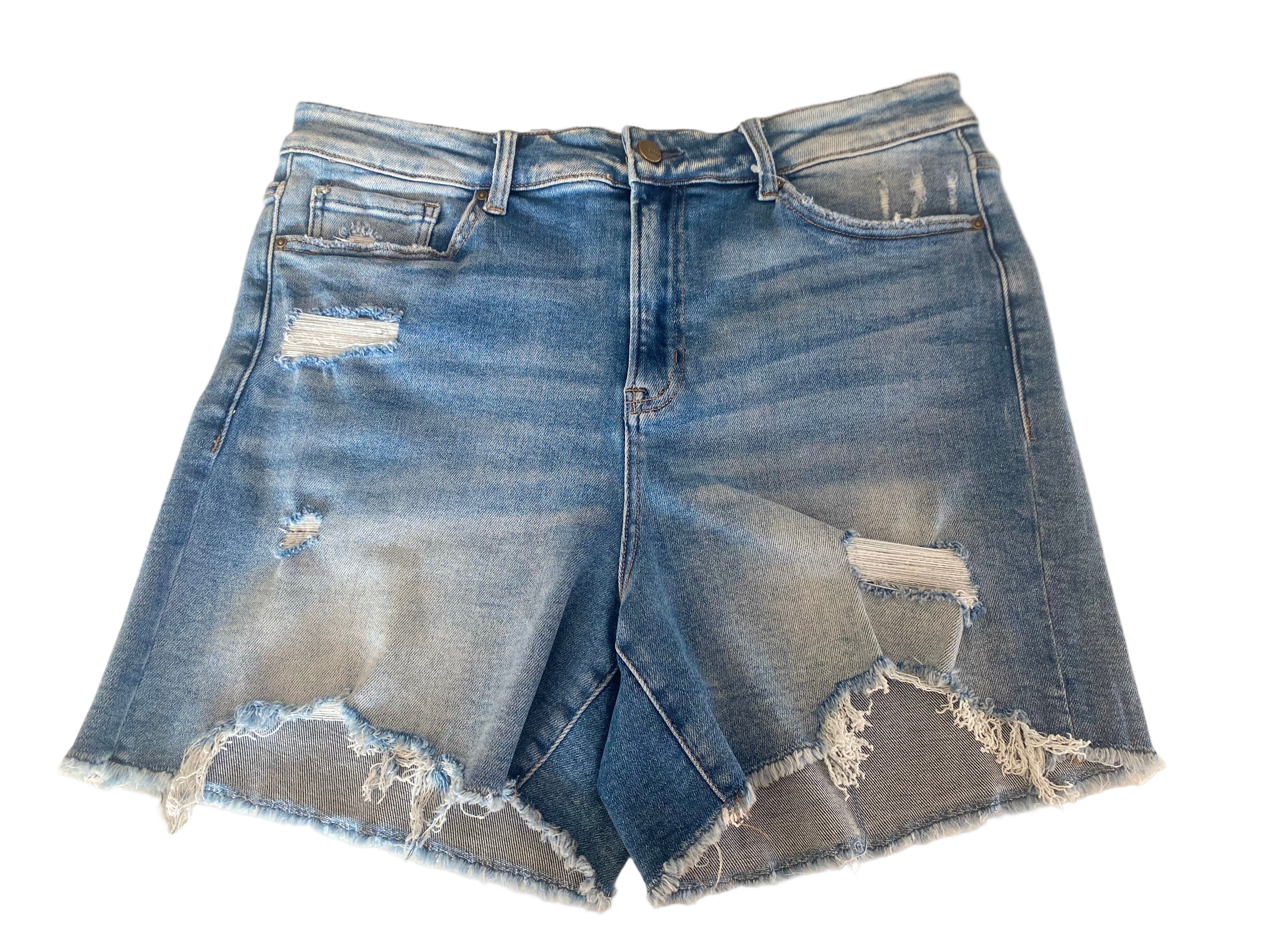Curvy - High Rise Distressed Shorts