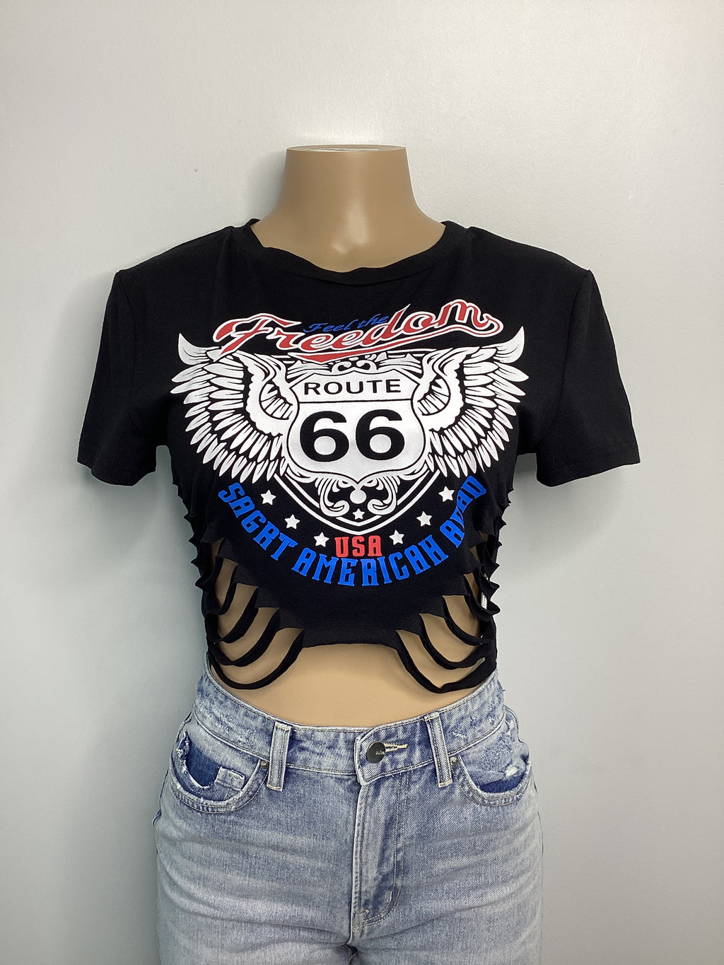 Feel The Freedom Distressed Crop Top - Closet Space