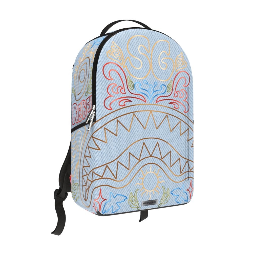 SPRAYGROUND - Metallic Printed Denim Shark DLXSV Backpack
