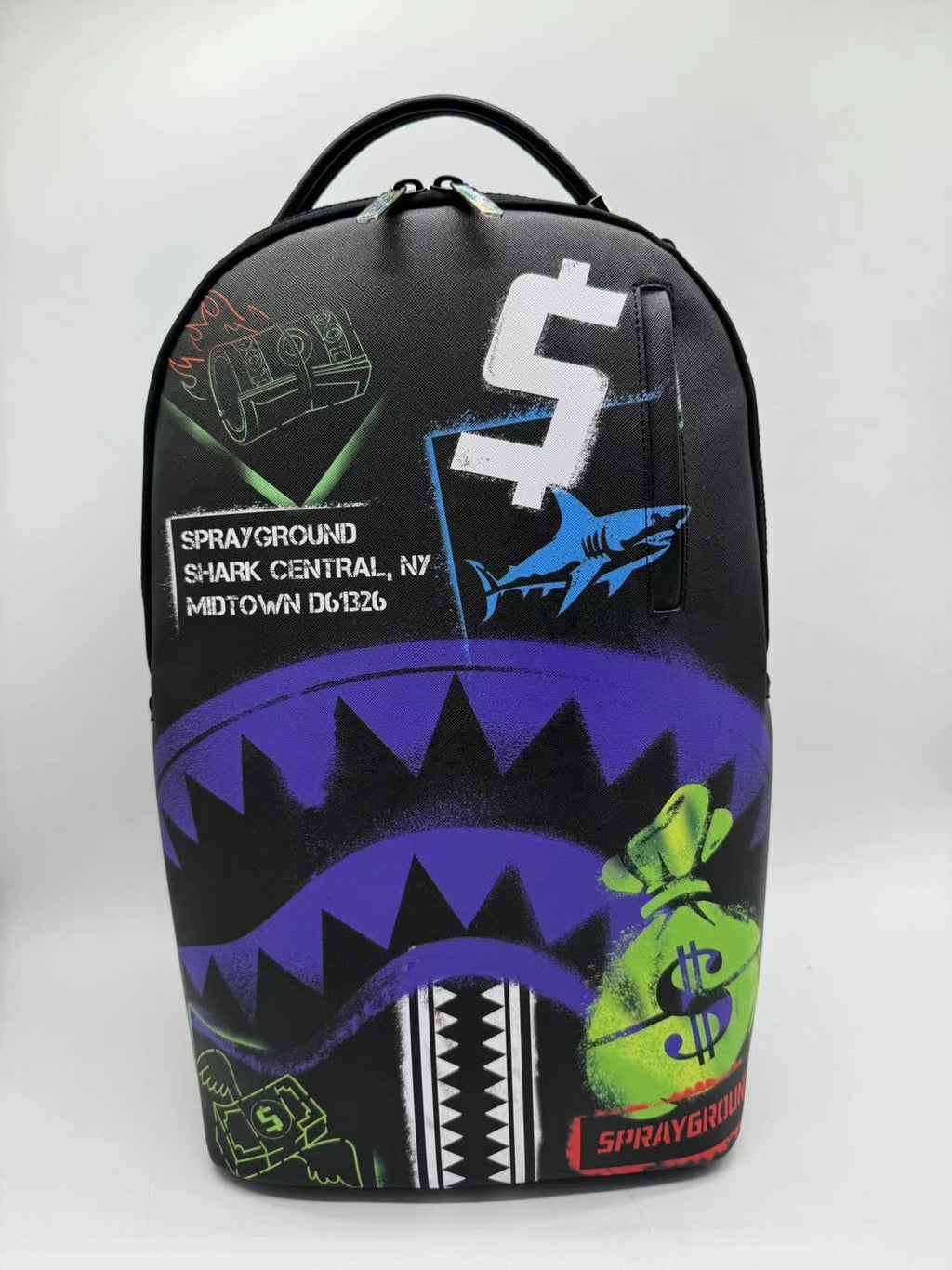 SPRAYGROUND - Shark Central Stencils Black DLXSV Backpack