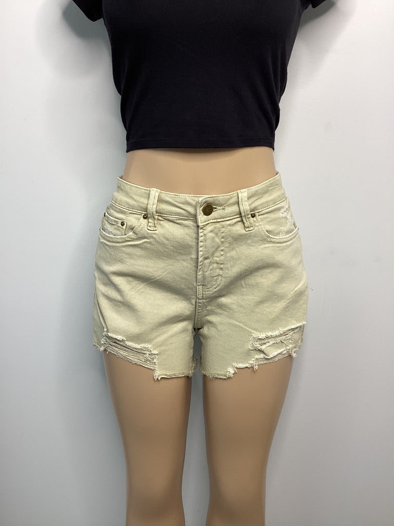 High Rise Ripped Denim Shorts - Closet Space