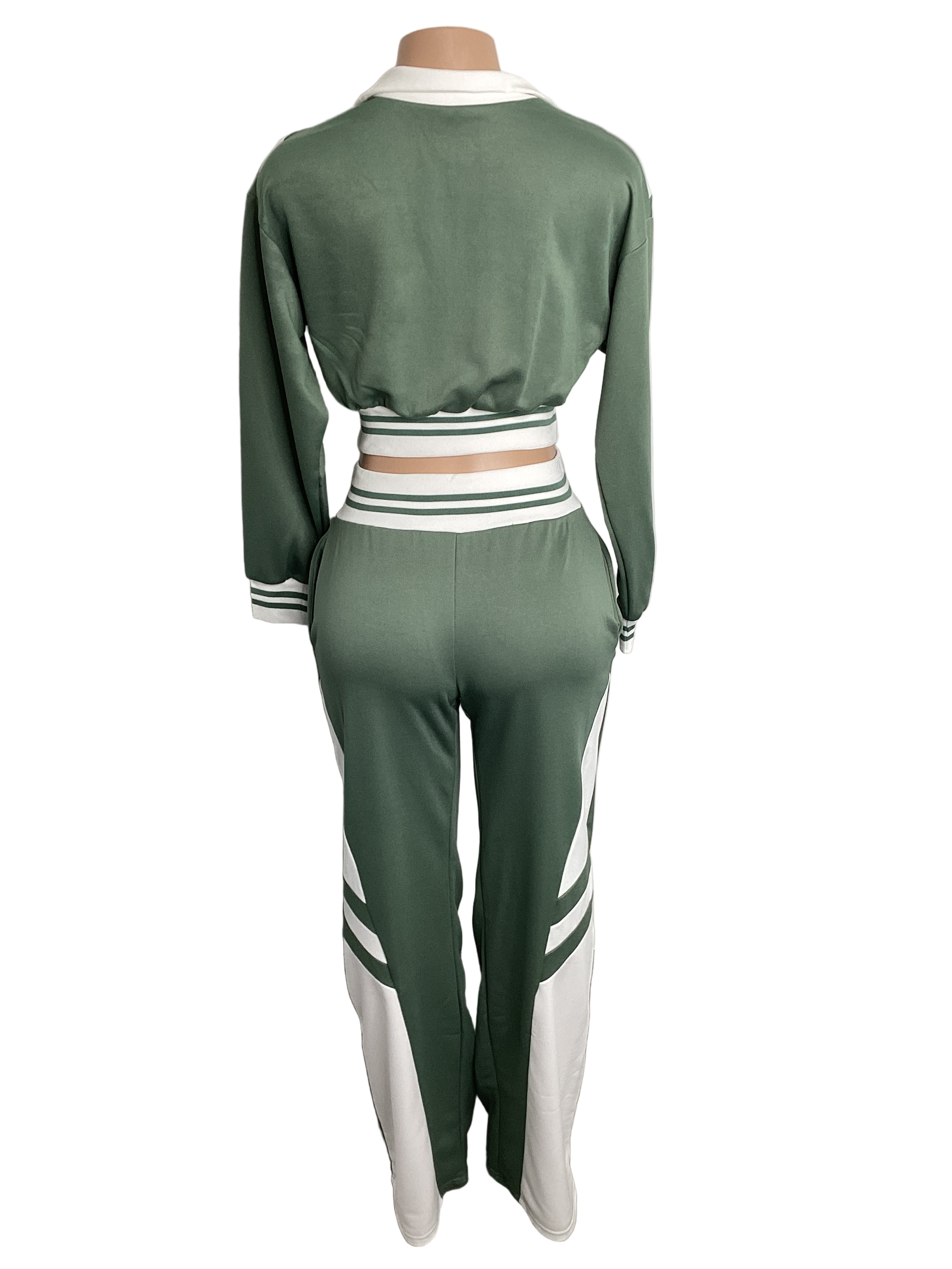 Athletic Striped Zip-Up Two Piece Track Set