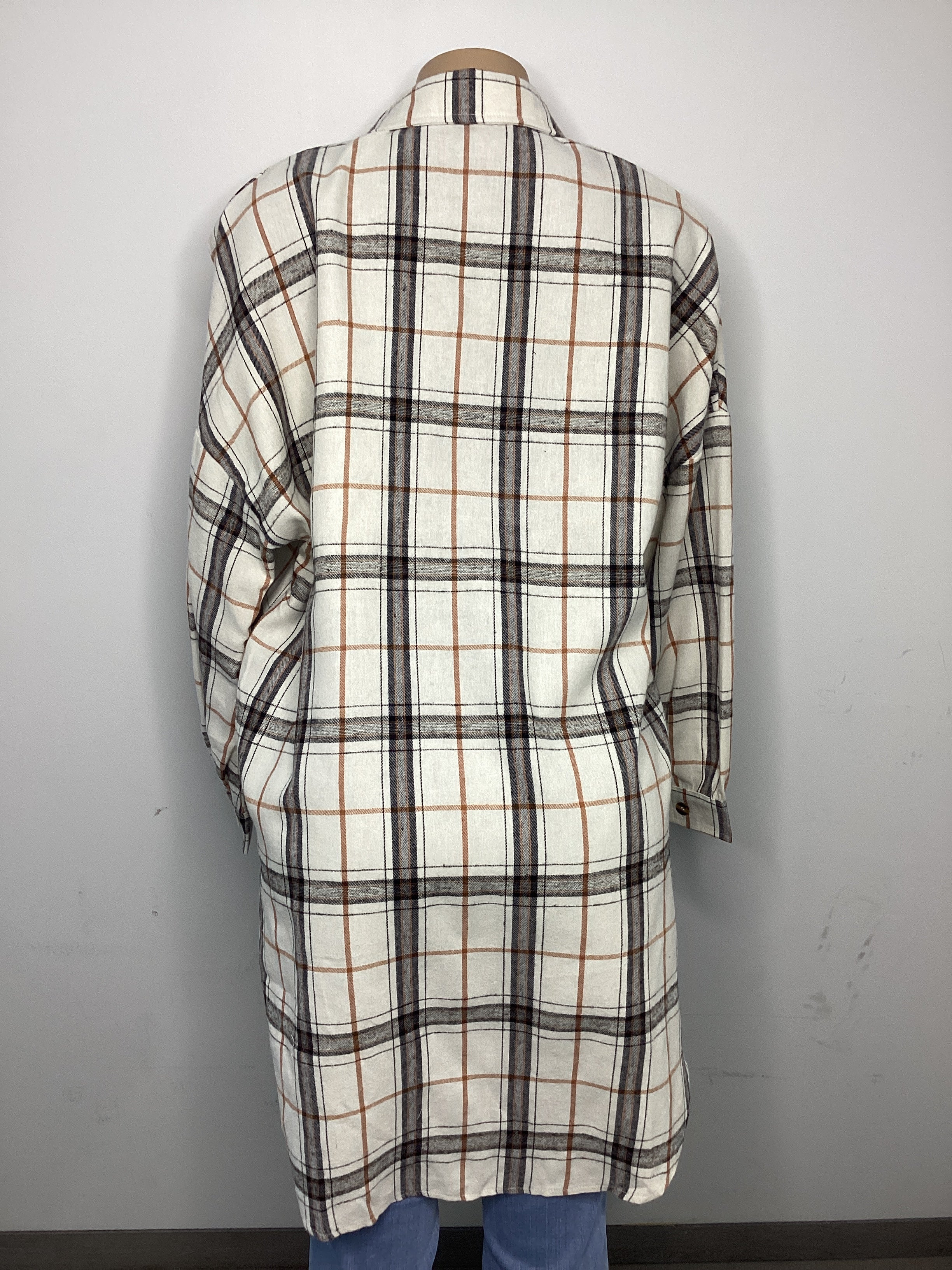 Oversized Plaid Pattern Shacket with Slits - Closet Space