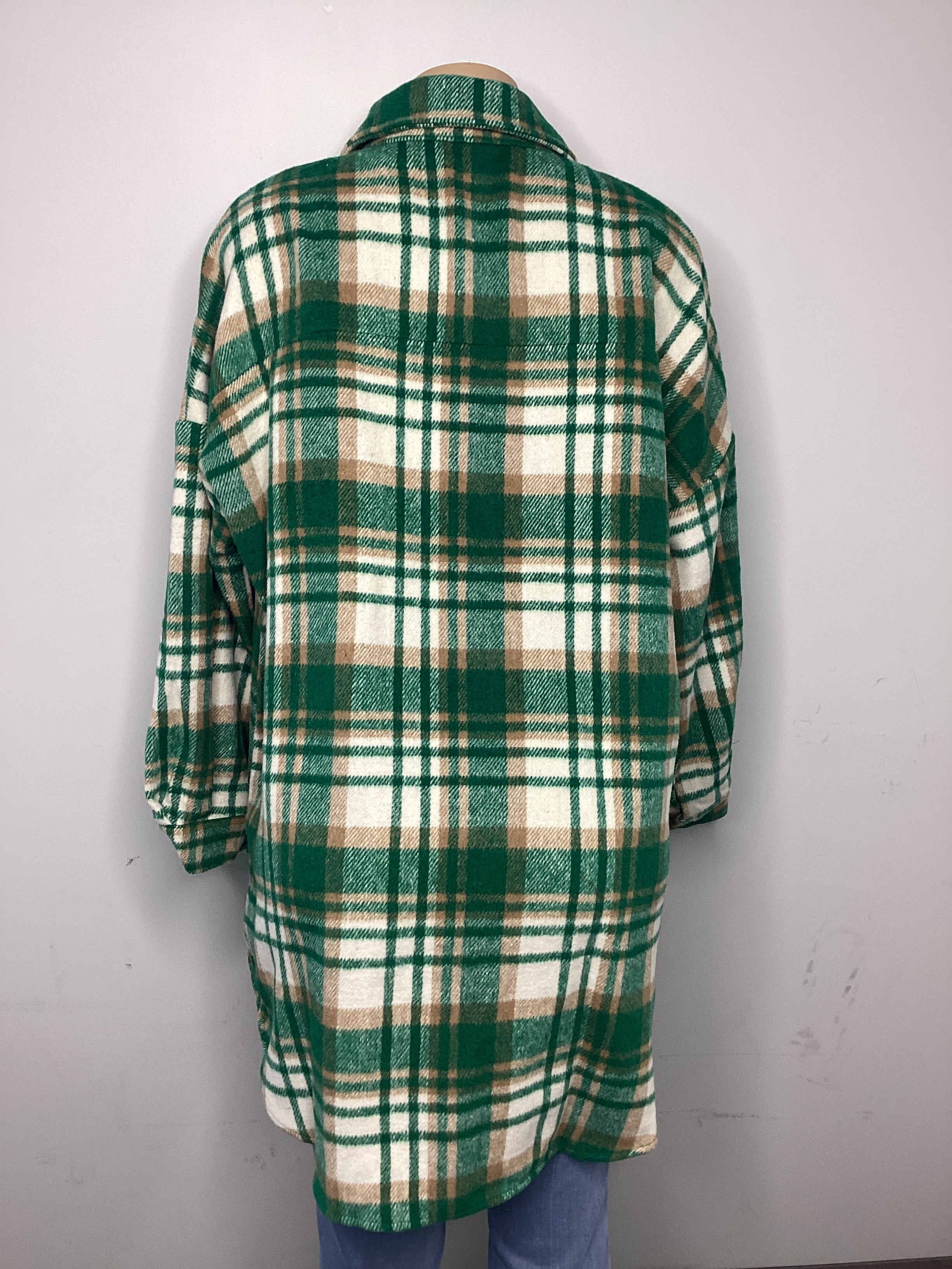 Curvy - Plaid Flap Pocket Long Sleeve Shacket - Closet Space