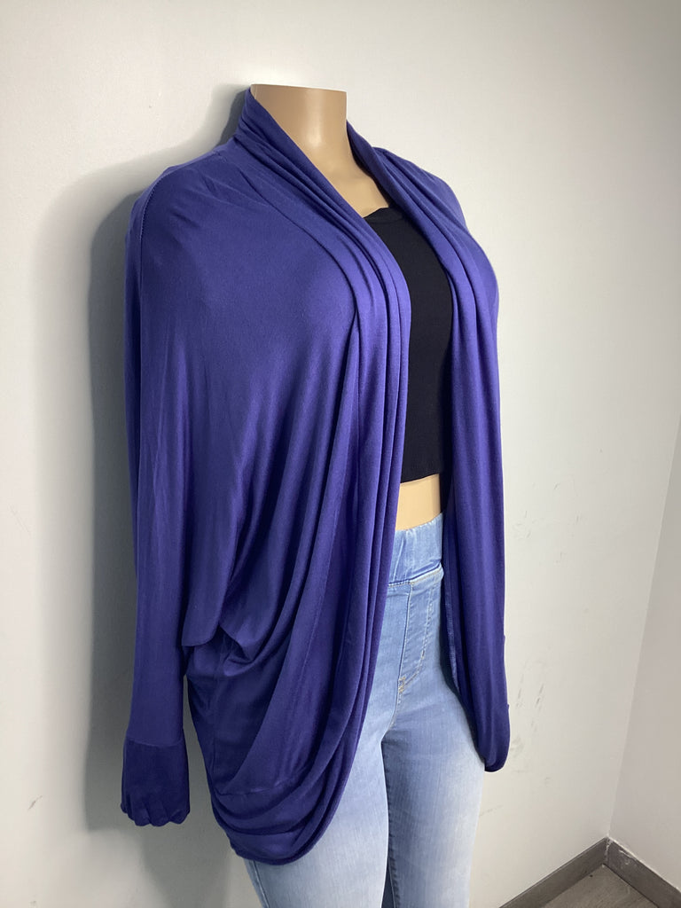 Curvy - Dolmen Sleeves Round Hem Cardigan - Closet Space